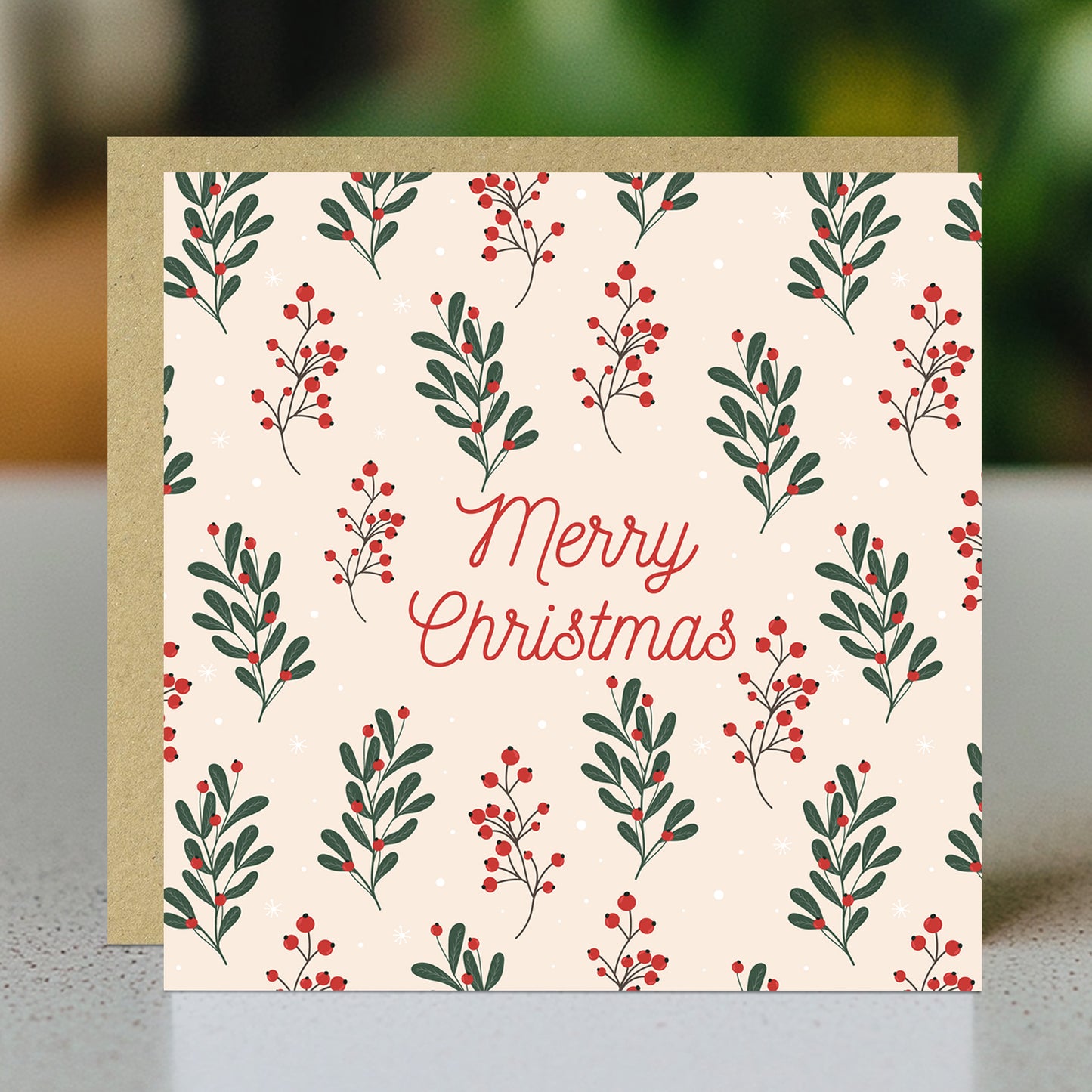 Merry Christmas Greetings Card Kraft Envelope Christmas Card