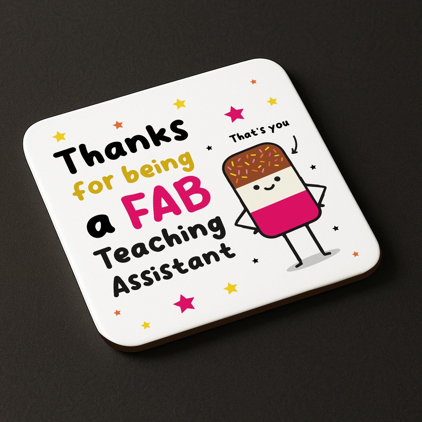 Teaching Assistant Coaster Thank You Gift FAB TA Teacher Gifts