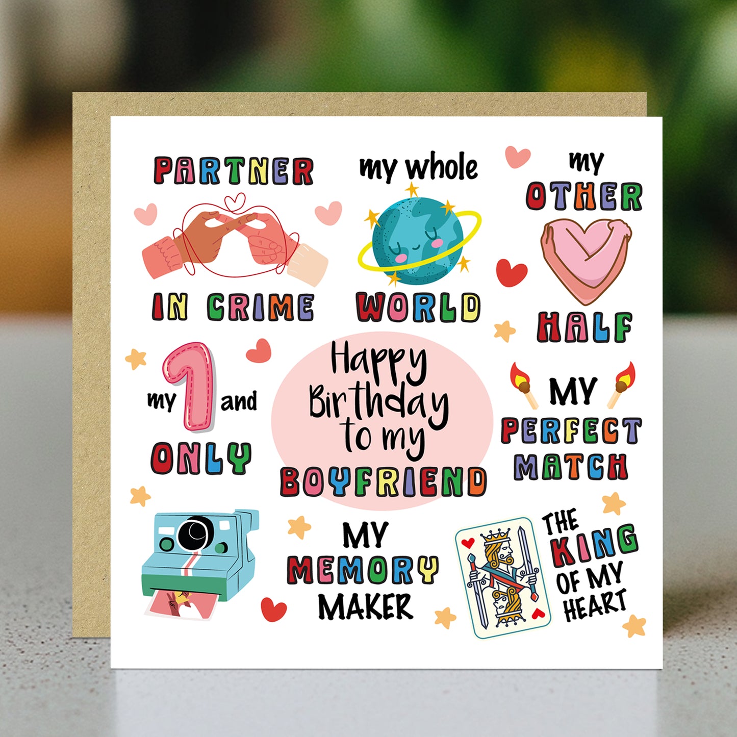 Happy Birthday Card For Boyfriend Kraft Envelope Birthday Card