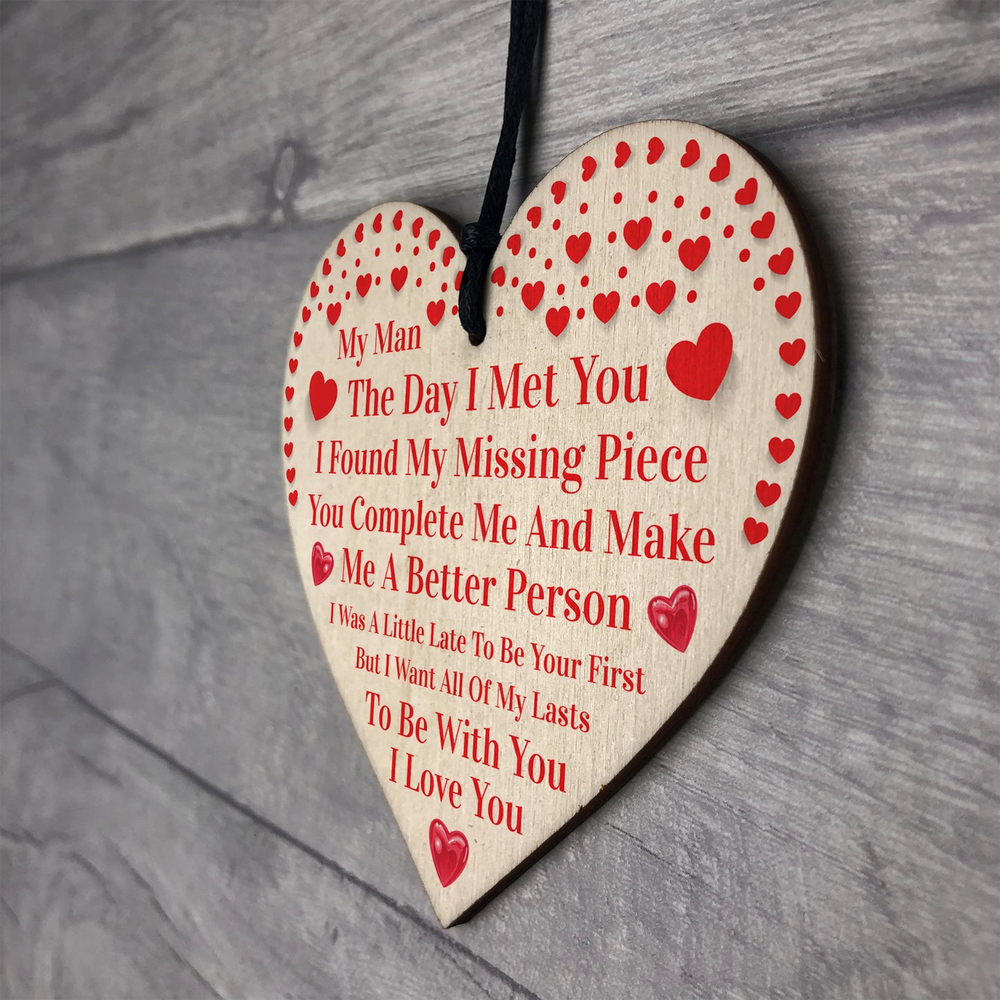 My Man Gift Wood Heart Couple Gift For Boyfriend Husband