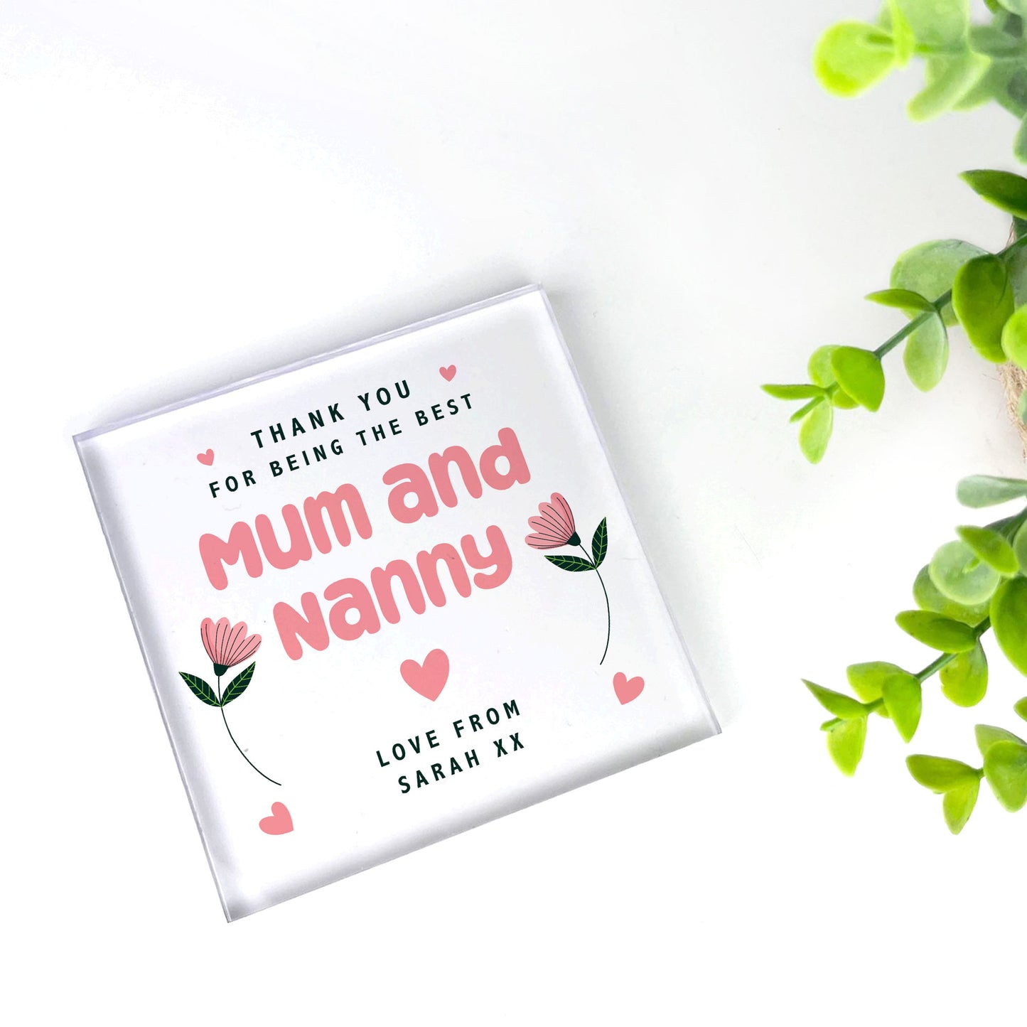 Mum and Nanny Gift Acrylic Block Thank You Birthday Gift For Mum