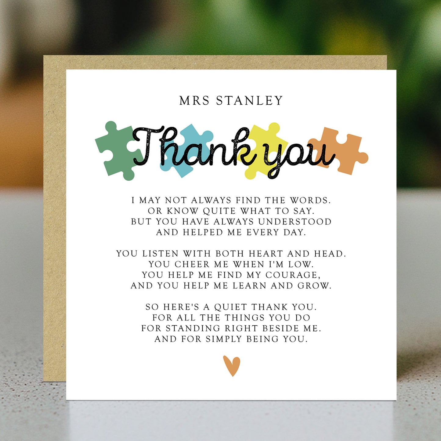 Special Thank You Card For Teacher Personalised Teacher Card