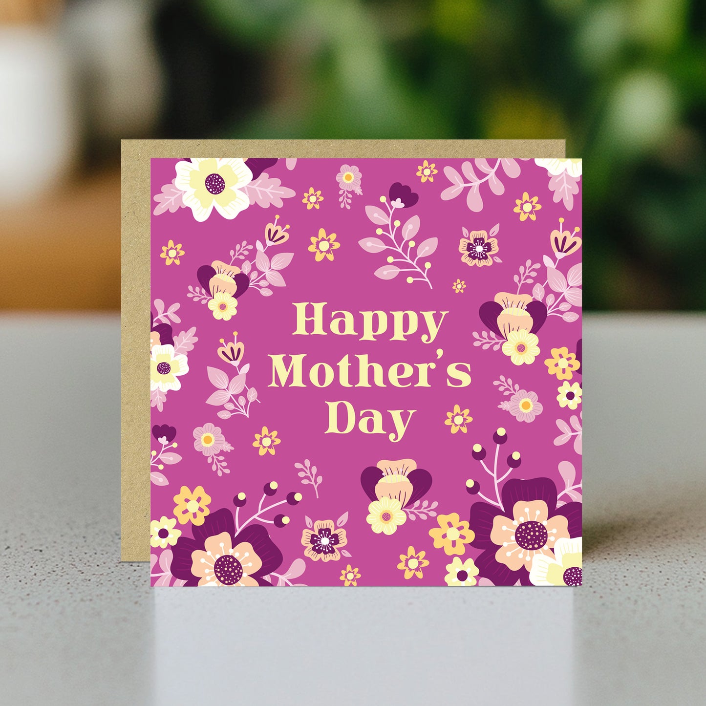 Floral Mothers Day Card With Kraft Envelope Elegant Card
