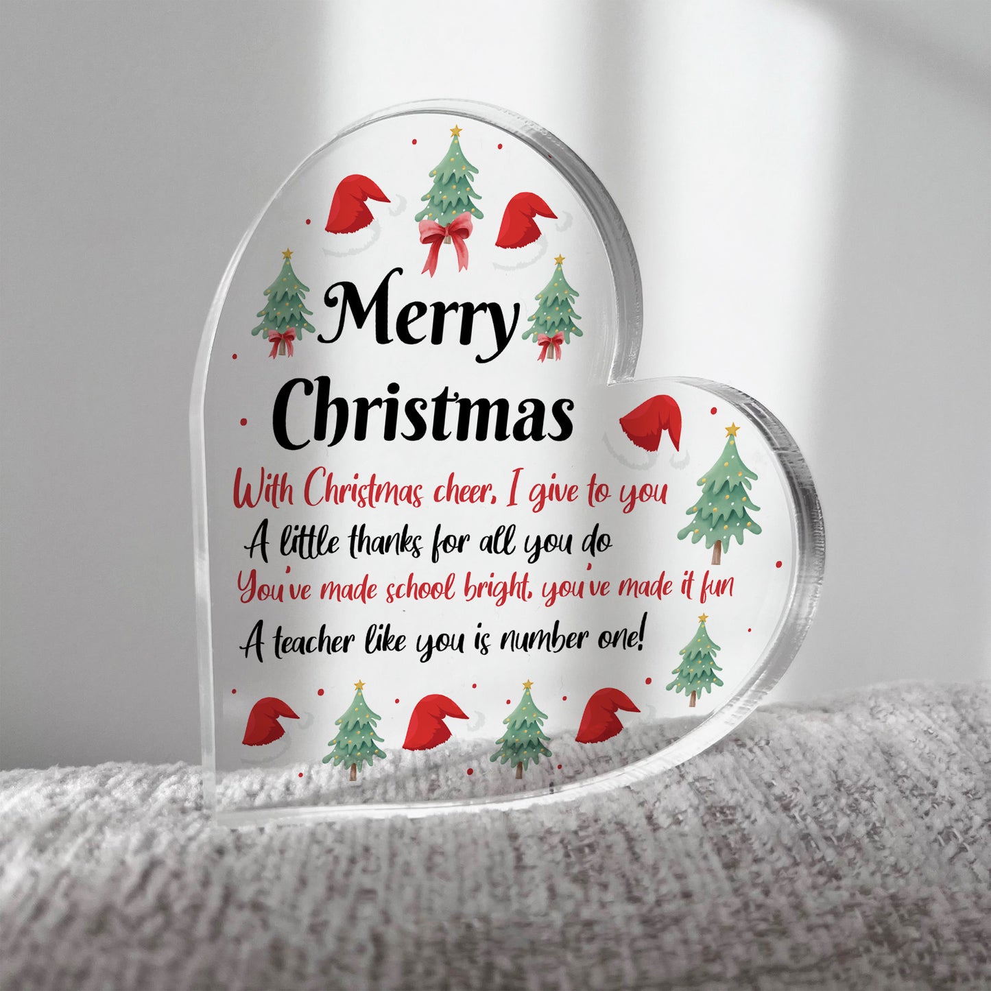 Gift For Teacher Teaching Assistant For Christmas Heart Plaque