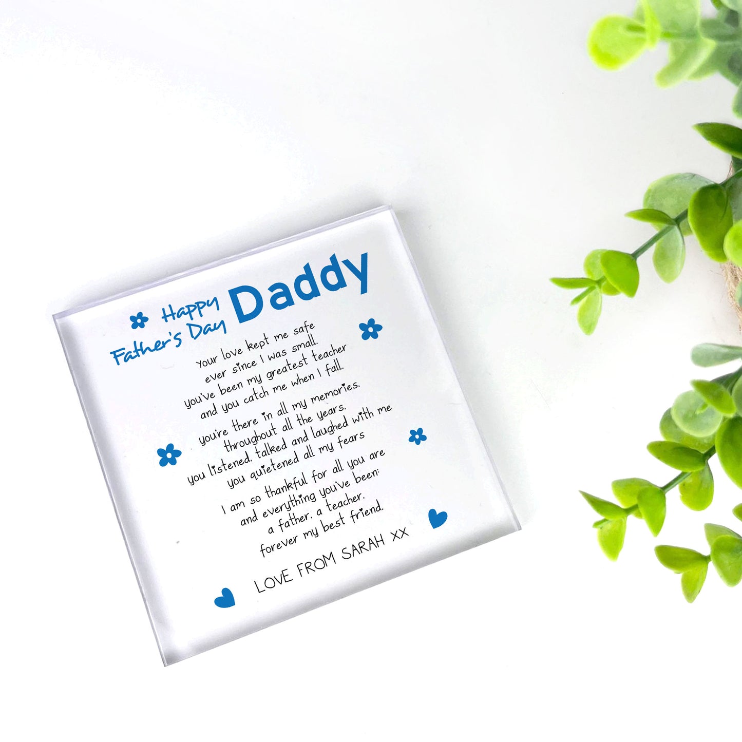 Happy Fathers Day Gift Personalised Gift For Dad Daddy Plaque