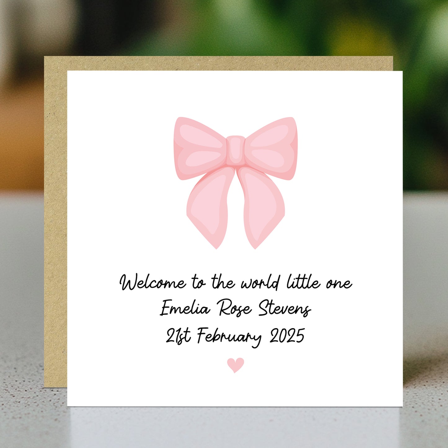 Personalised Welcome To The World Little One Pink Ribbon Design