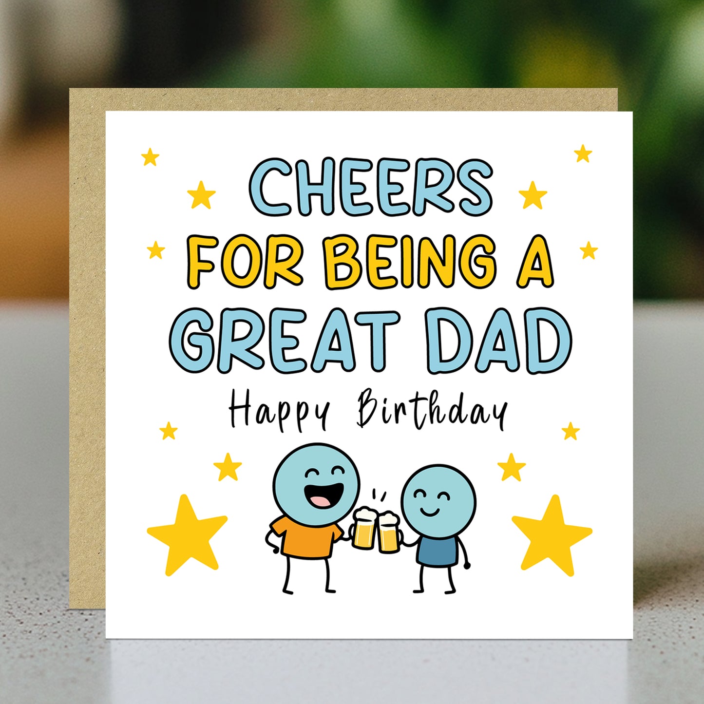 Happy Birthday Card For Dad With Kraft Envelope Included