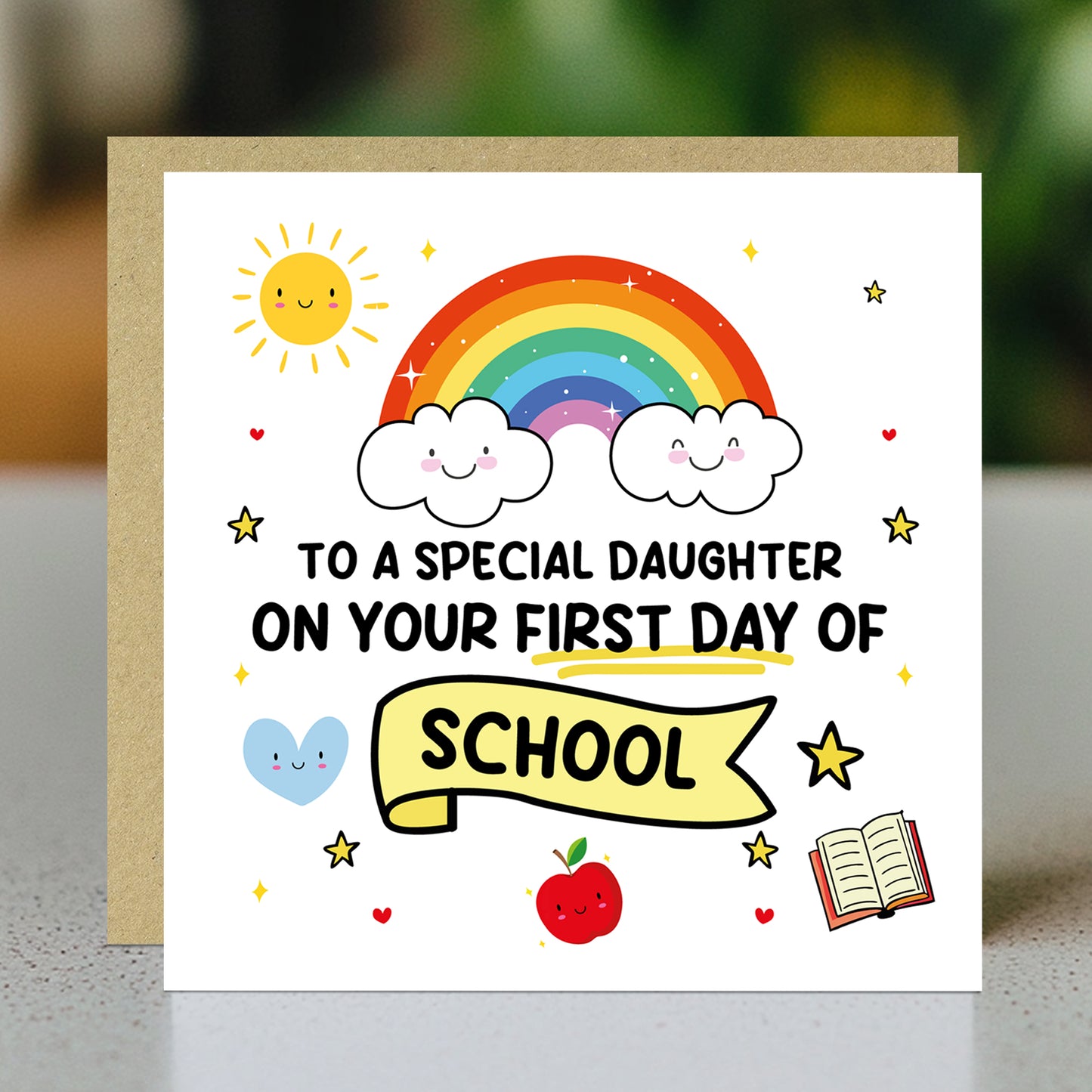 First Day Of School Card For Daughter With Kraft Envelope