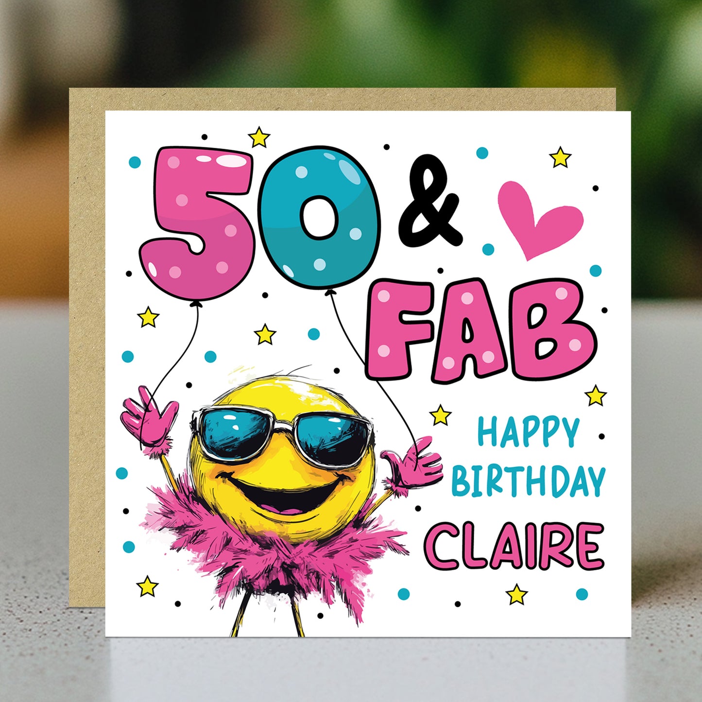 Personalised 50th Birthday Card For Women 50 And Fab For Mum
