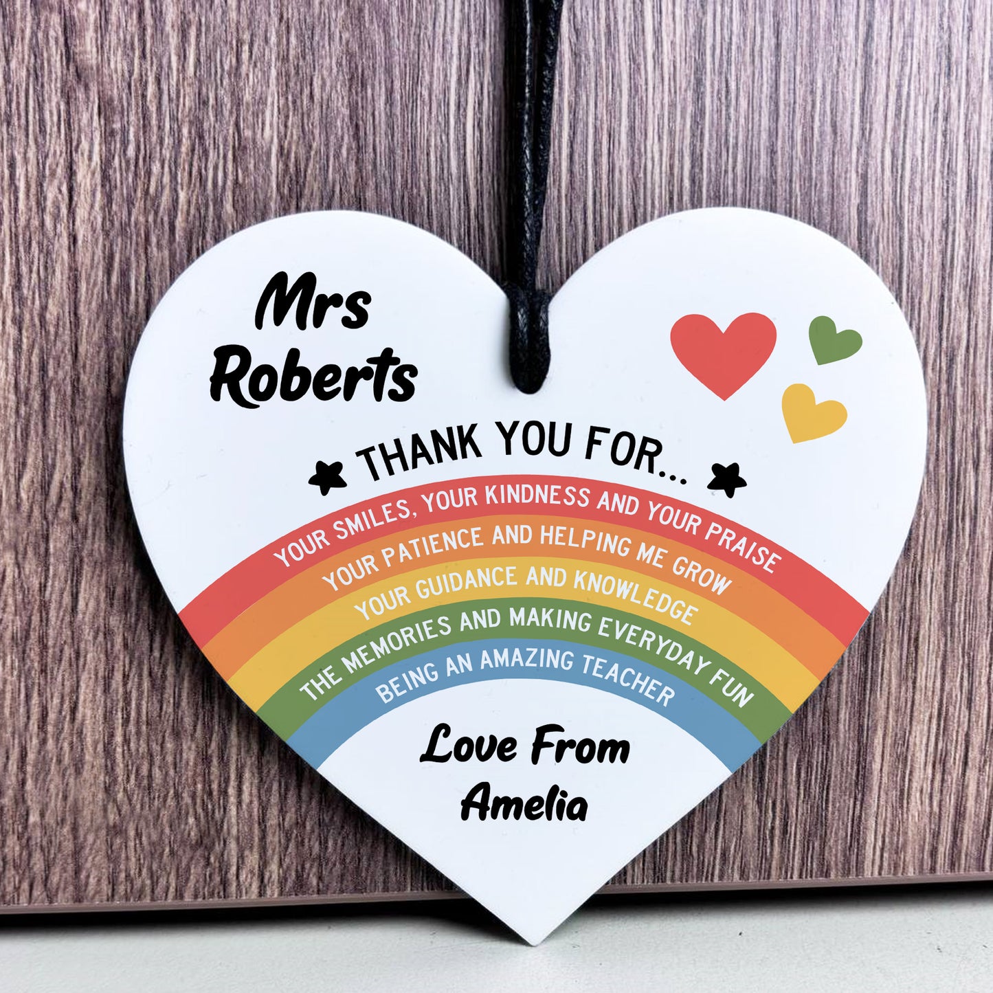 PERSONALISED Teacher Gift Rainbow Acrylic Plaque Thank You Gift