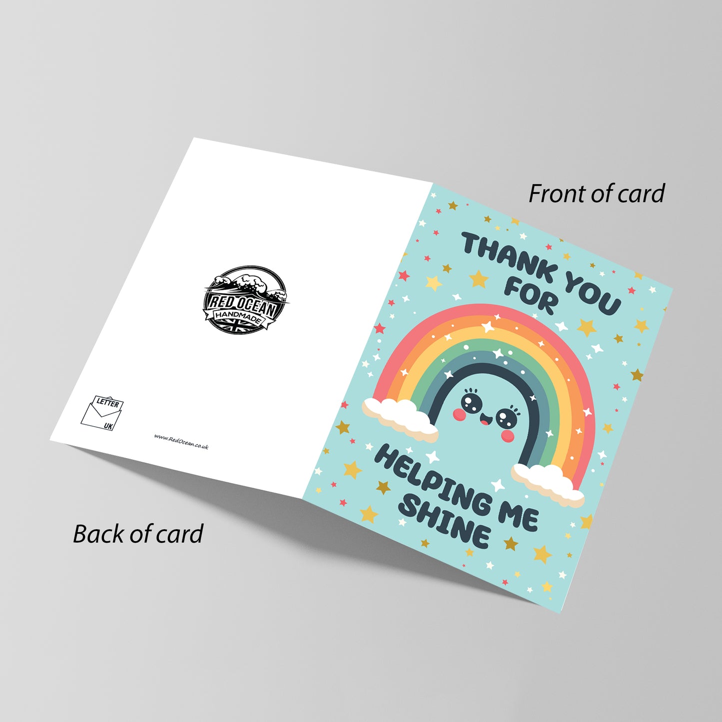Card For TEACHER Thank You For Helping Me Shine Rainbow Card