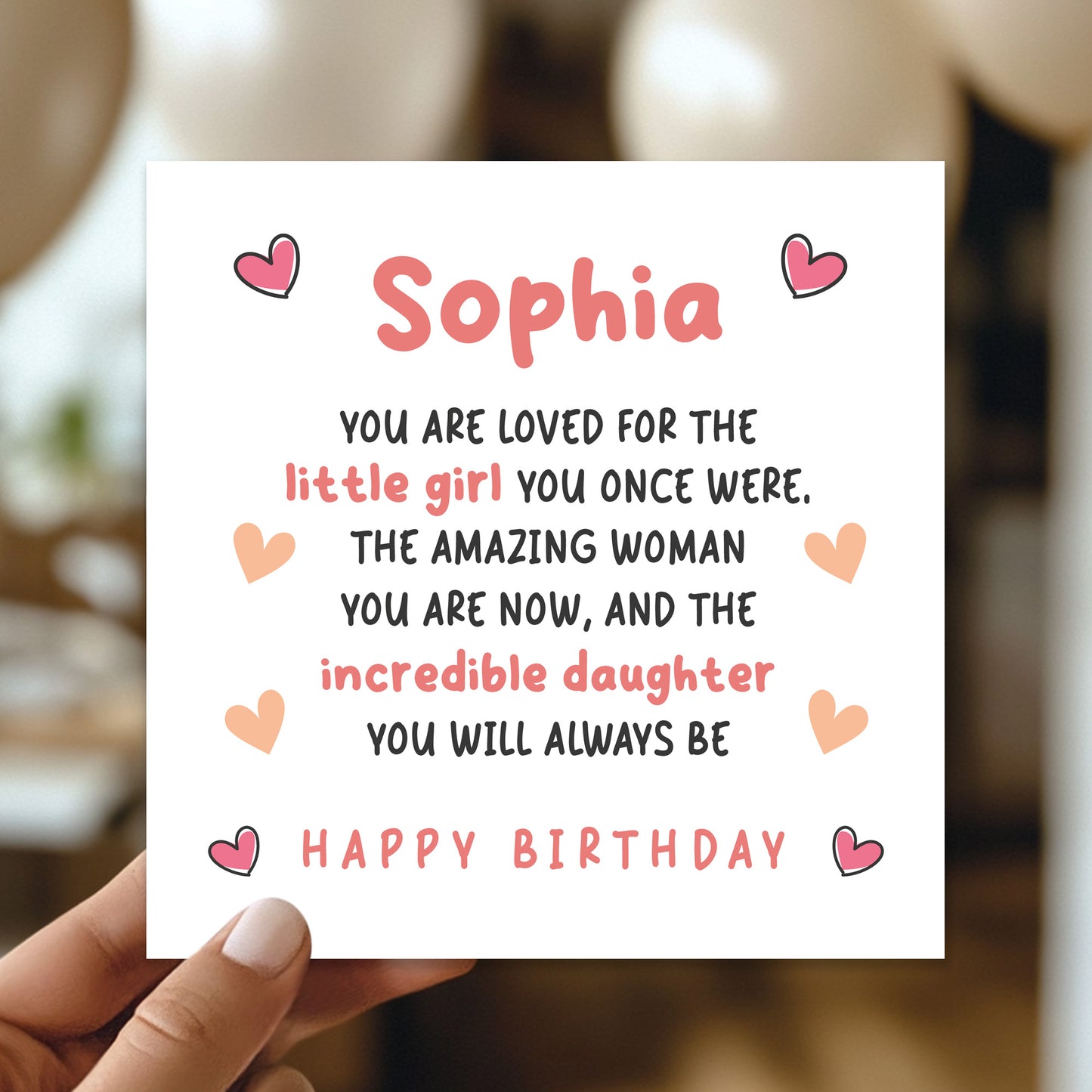 Daughter Birthday Card Personalised With Any Name Card From Mum