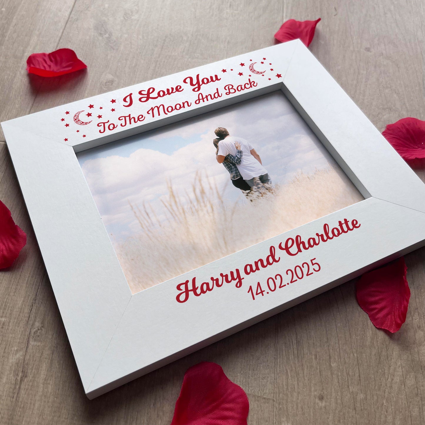 Personalised Wooden Photo Frame Gift For Valentines Anniversary
