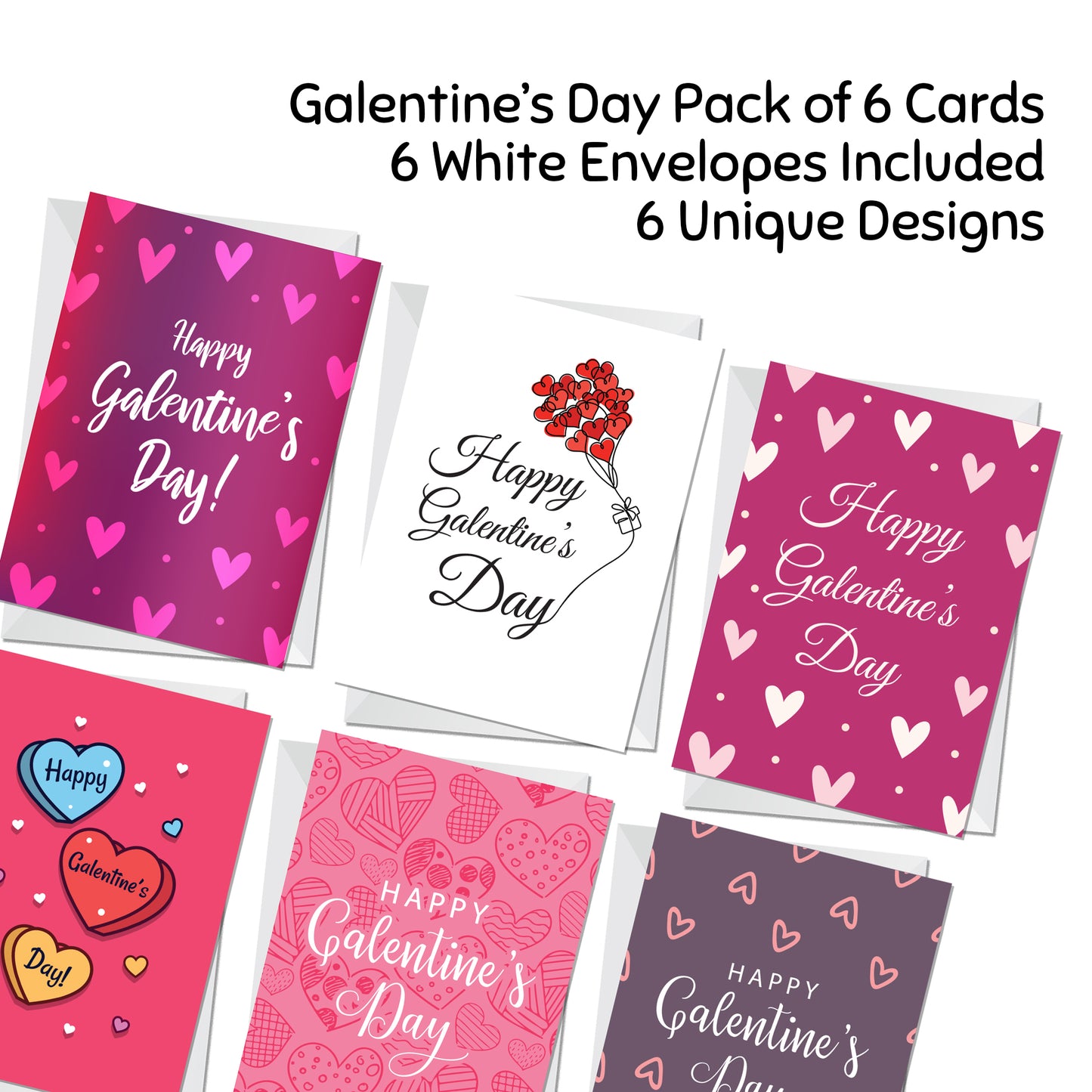 Pack Of 6 Galentines Day Cards For Best Friends Valentines Card
