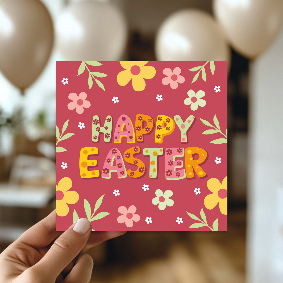 Floral Easter Card Cute Easter Card Happy Easter Card