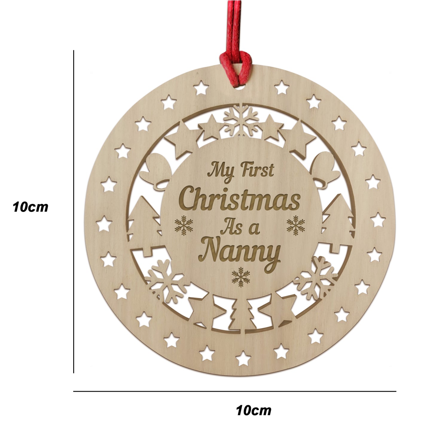 My First Christmas As A Nanny Wooden Hanging Bauble DecorationTh
