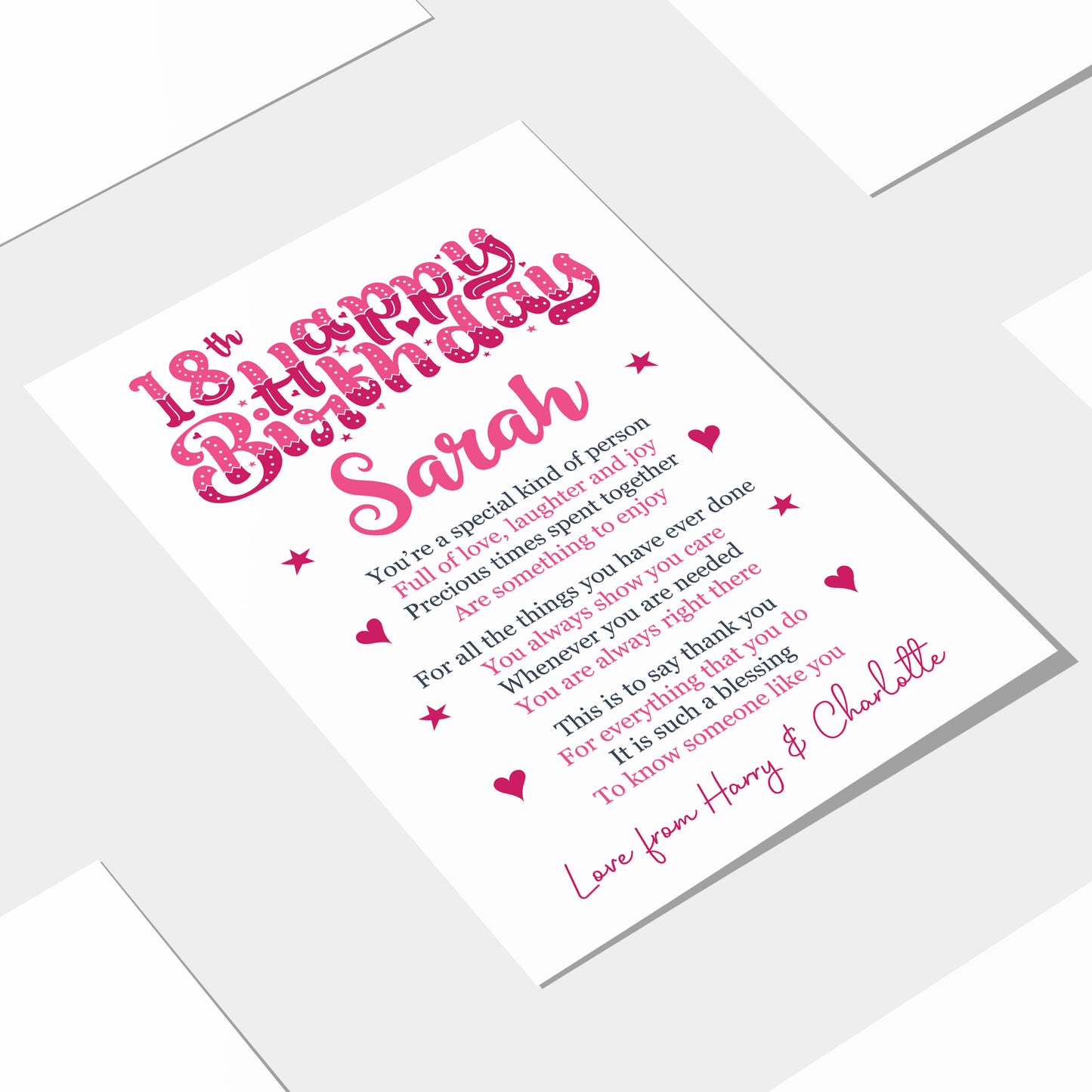 PERSONALISED 18th Birthday Gifts For Her Gift For Daughter A3
