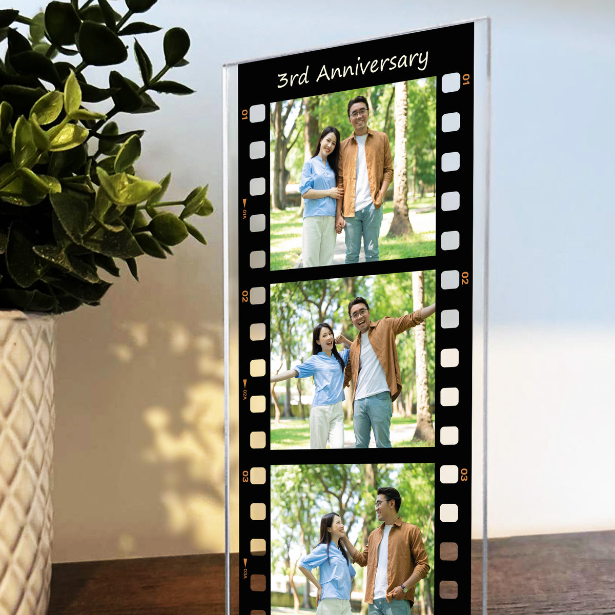 Gift For 3rd Anniversary Personalised Retro Photo Collage Plaque