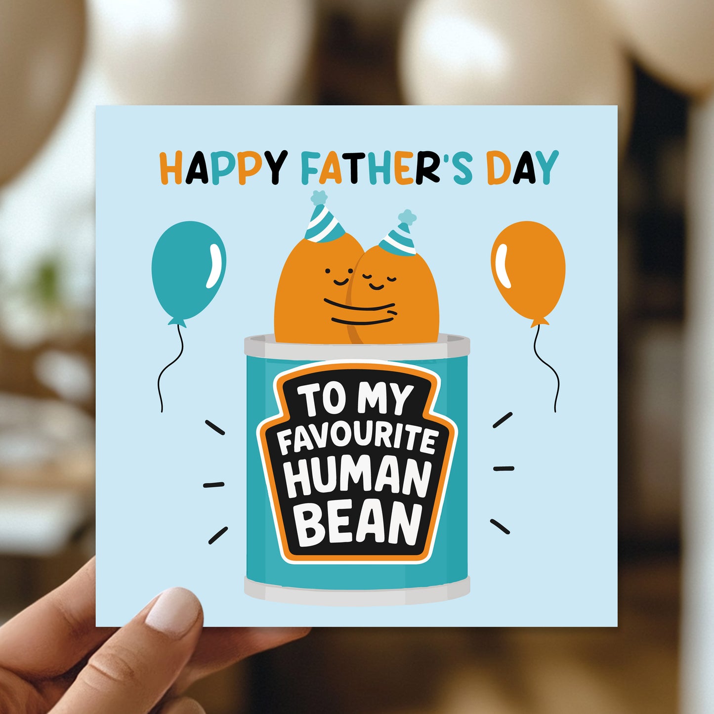 Happy Fathers Day Card For Dad My Favourite Human Bean Card