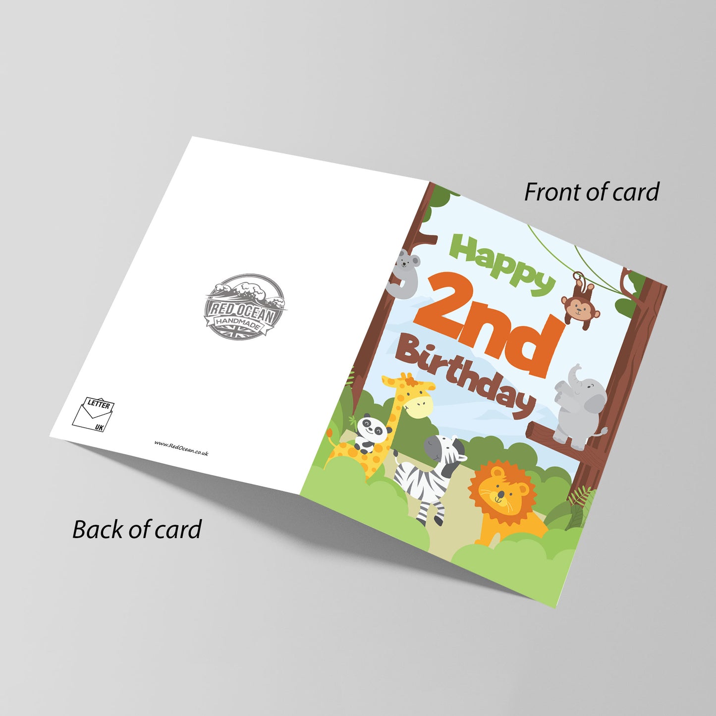 2nd Birthday Card for Boys Girls Second Birthday Jungle Cards