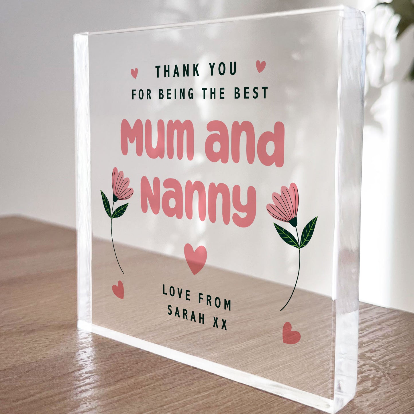 Mum and Nanny Gift Acrylic Block Thank You Birthday Gift For Mum