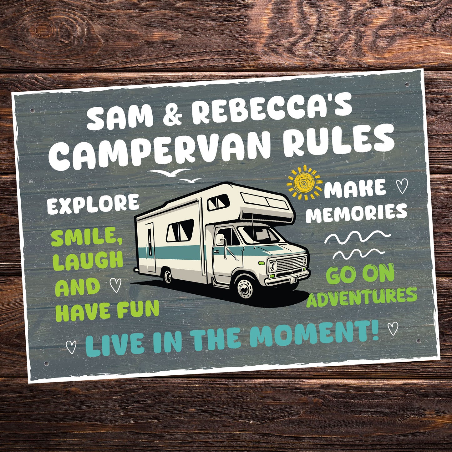 CAMPERVAN RULES SIGN Personalised Wall Door Plaque Novelty