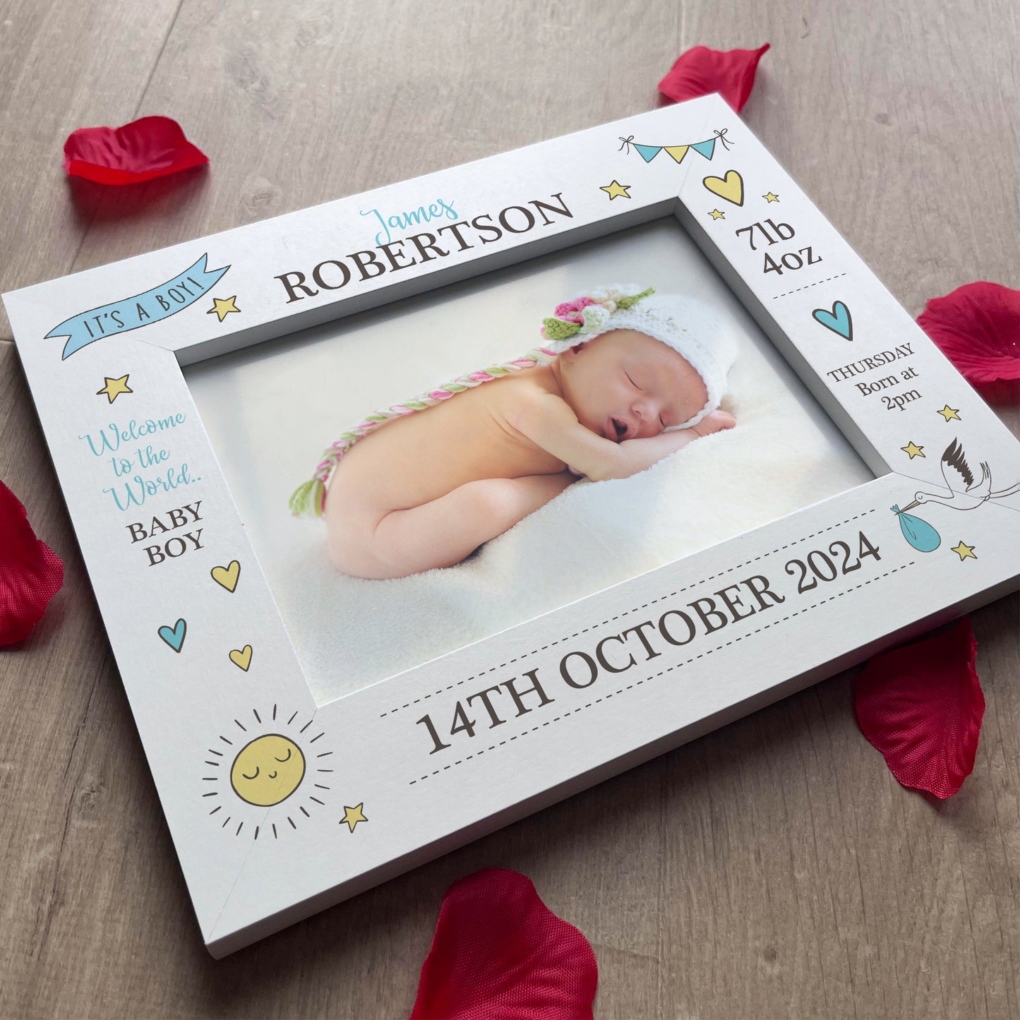 Personalised Baby Boy Photo Frame With Birth Details New Baby