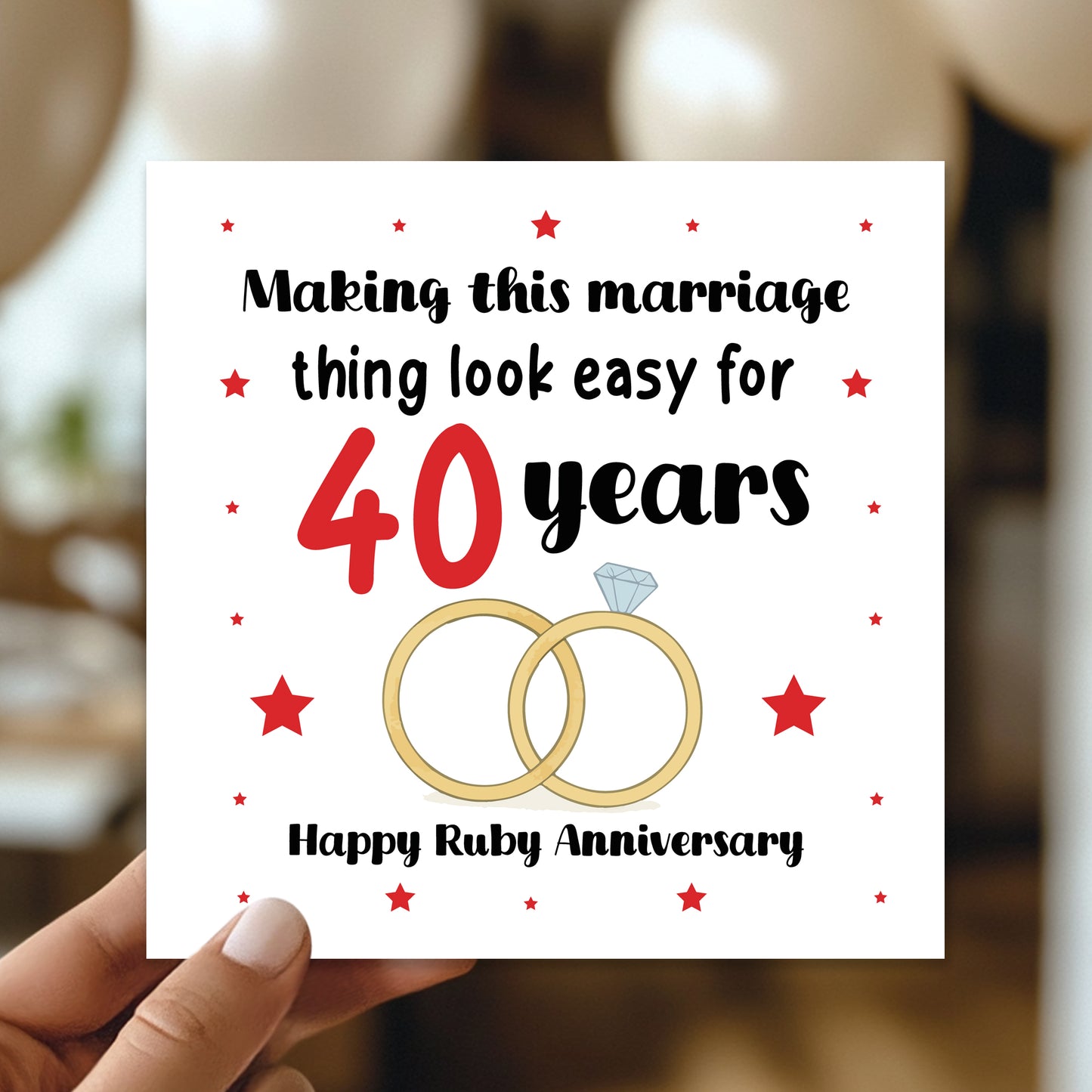 40th Wedding Anniversary Card For Husband Wife Couple Ruby
