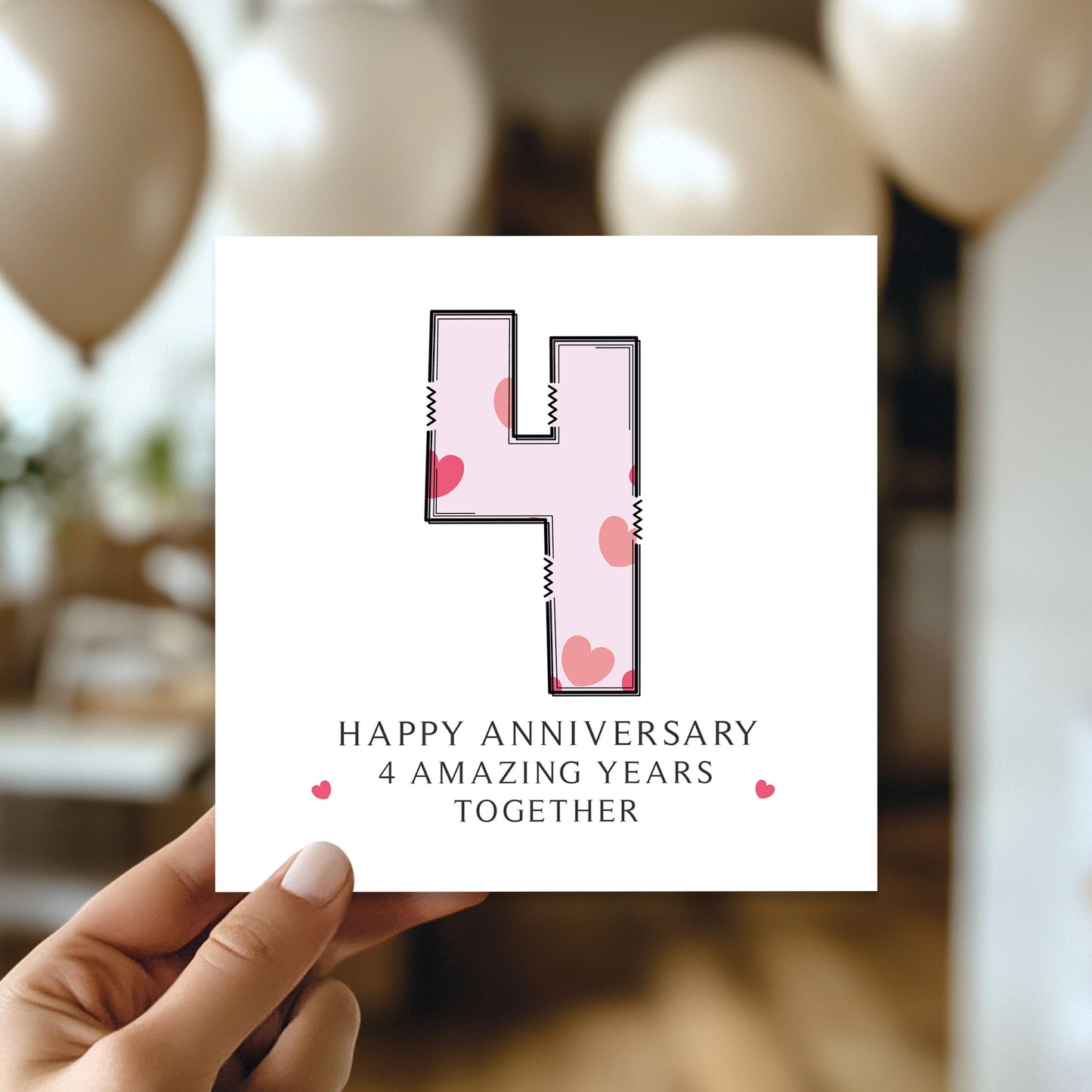 4th Wedding Anniversary Card With Envelope 4th Anniversary Card