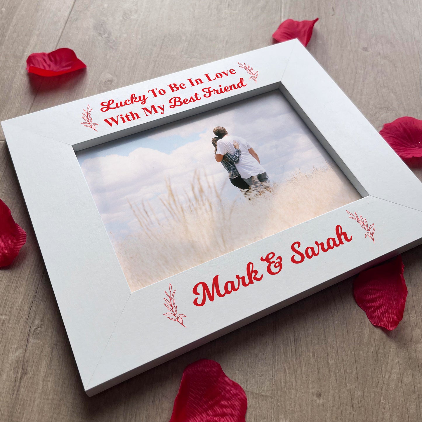 Personalised White Wooden Photo Frame For Couple 7X5 Frame