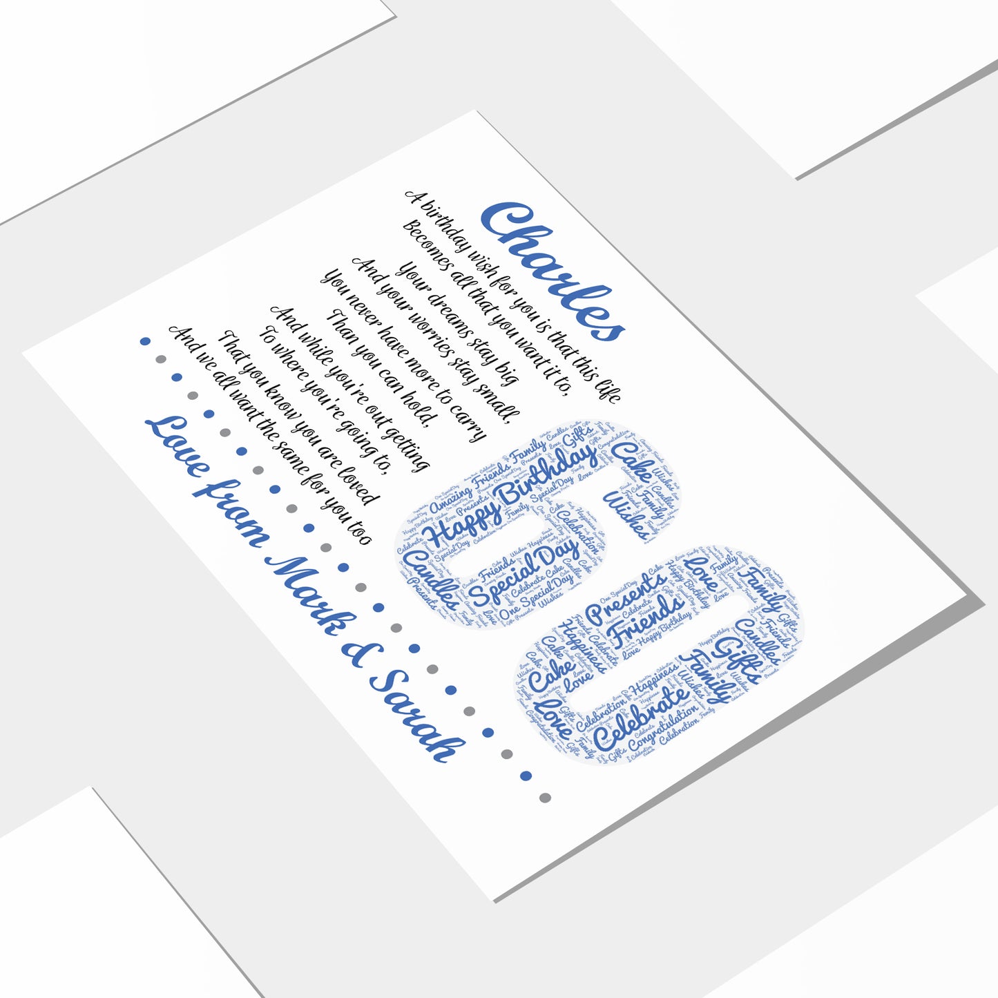 Personalised 60th Birthday Gifts for Him Men Husband Dad Grandad