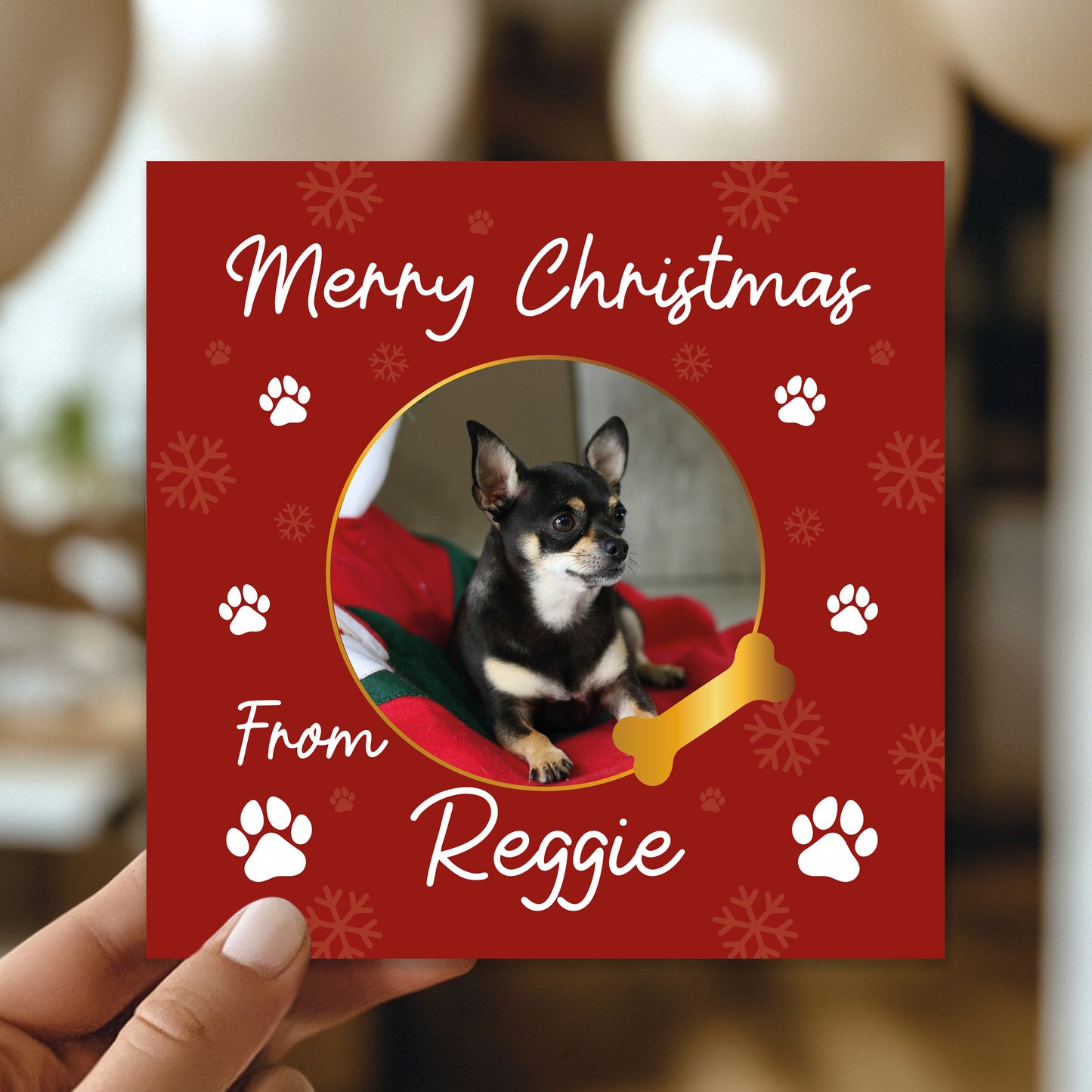 Merry Christmas Card From The Dog Personalised Photo Card