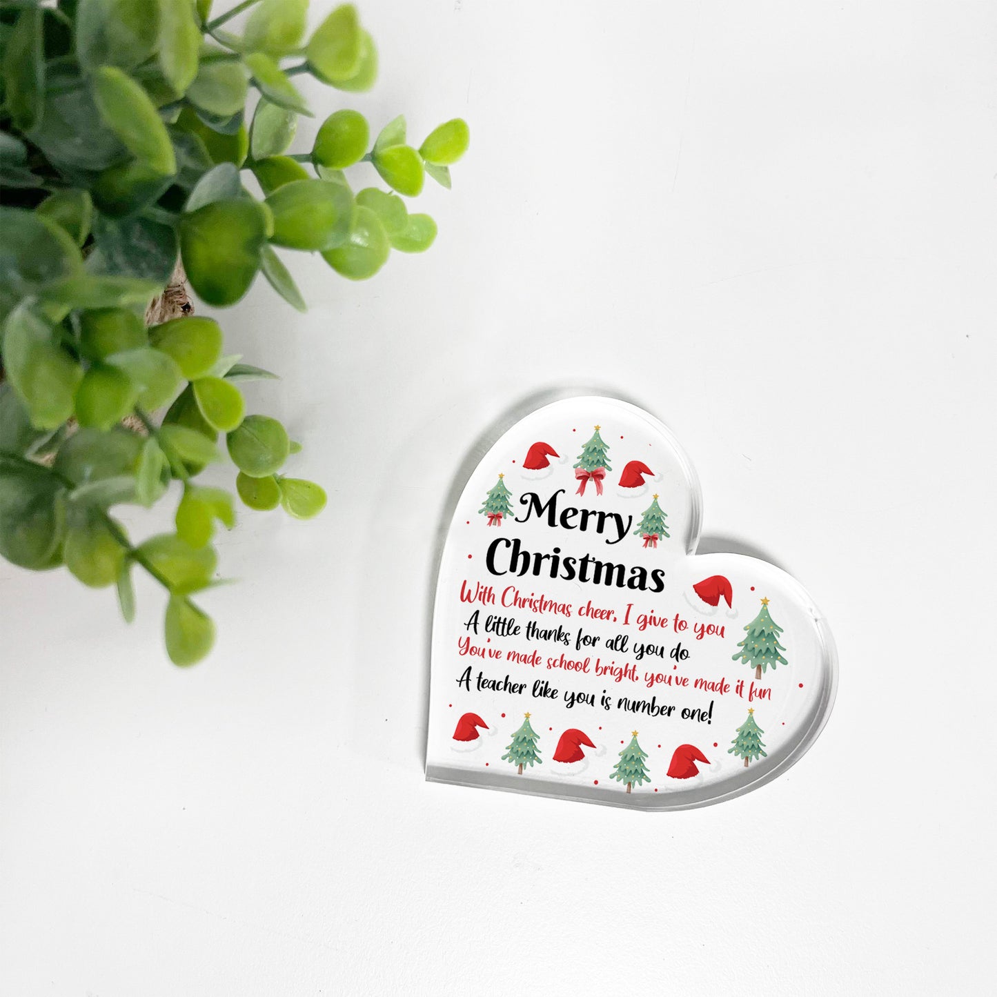 Gift For Teacher Teaching Assistant For Christmas Heart Plaque