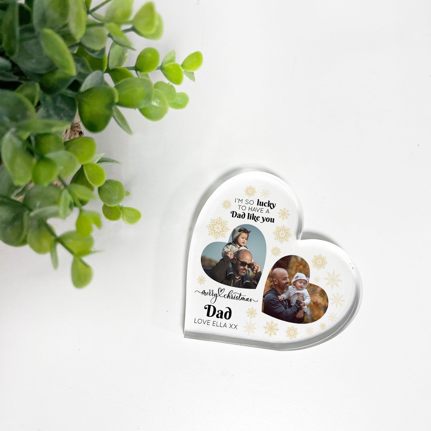Dad Gifts For Christmas Personalised Acrylic Heart Plaque