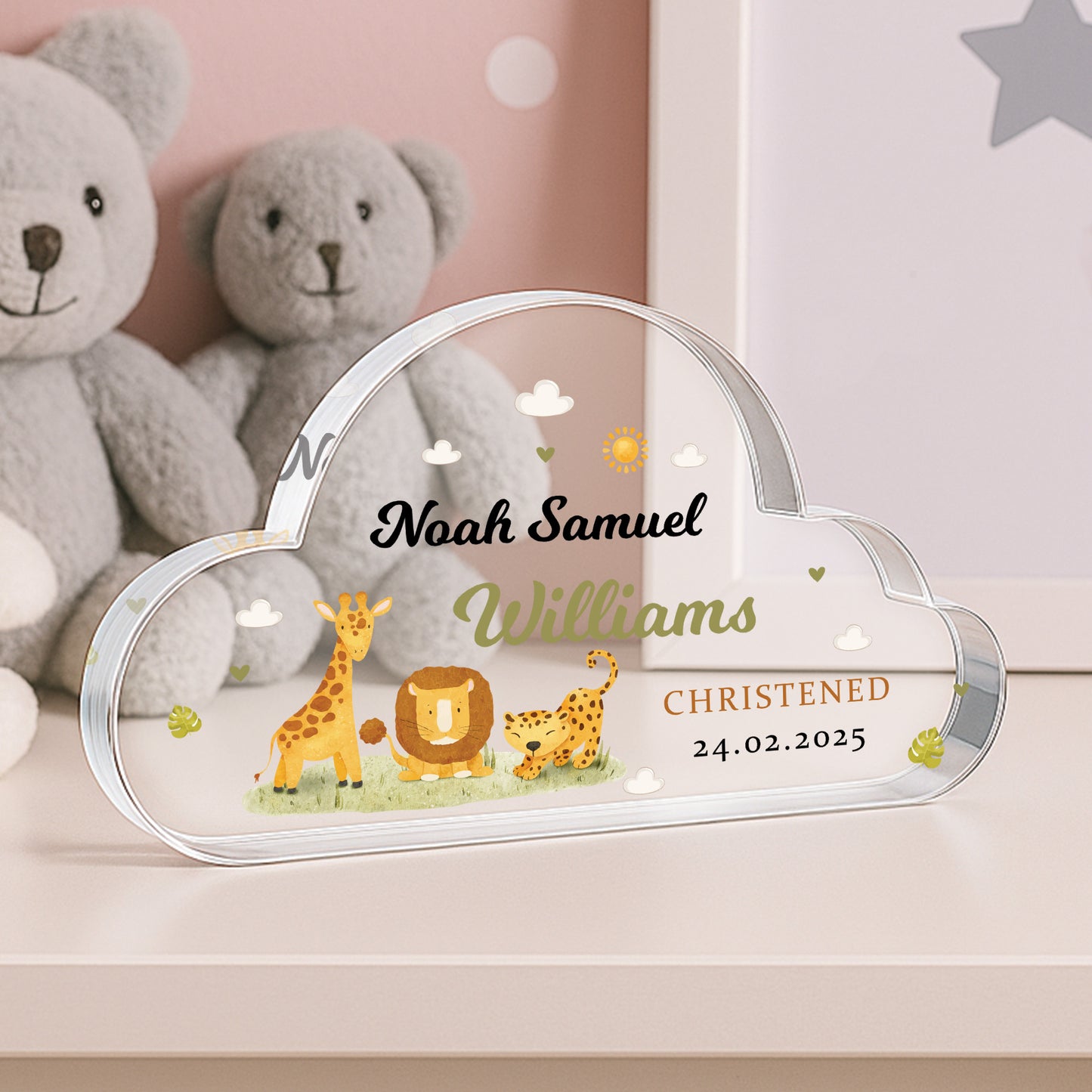 Christening Gift For Baby Boy Cloud Plaque Personalised