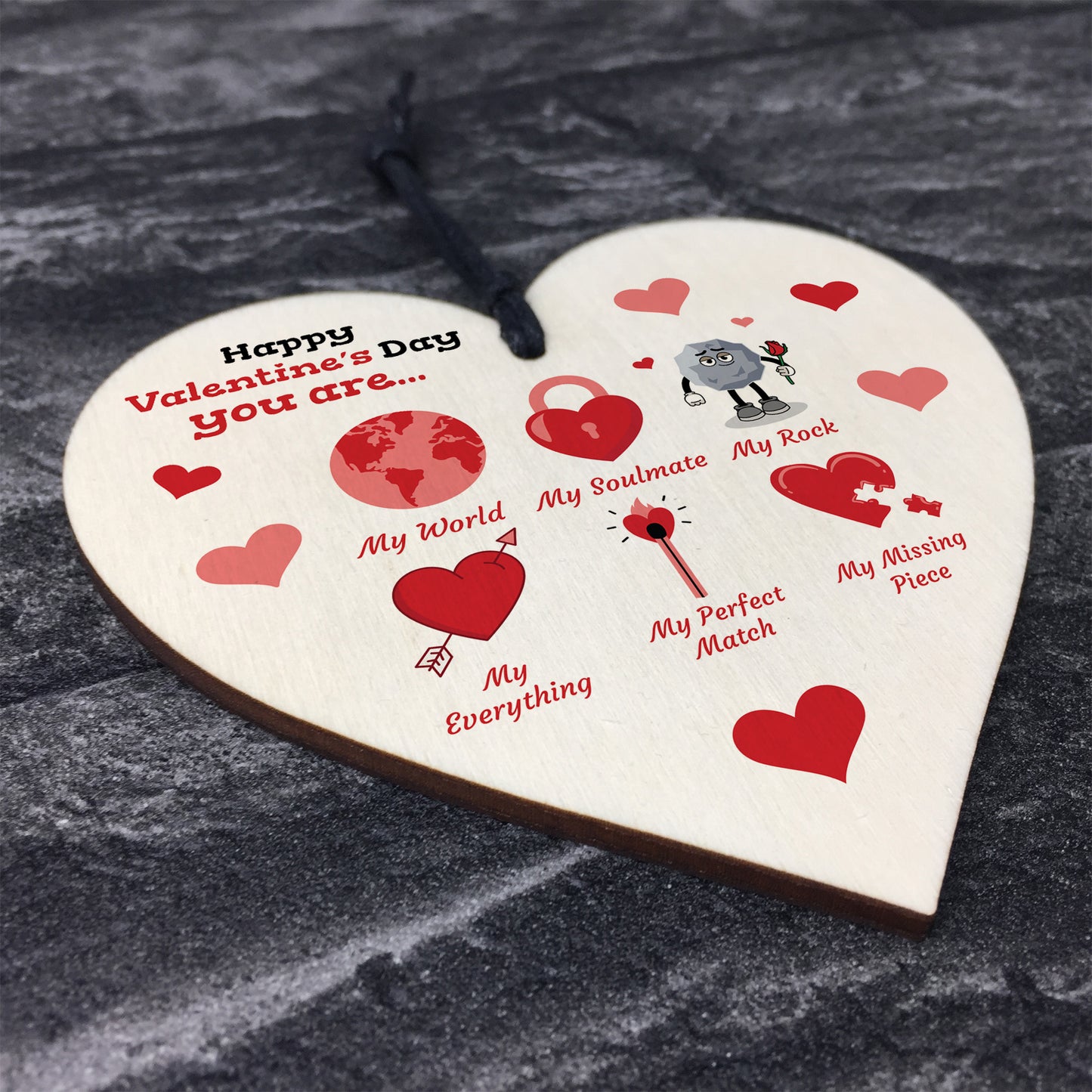 Valentines Day Gift For Boyfriend Wife My Rock My World Heart