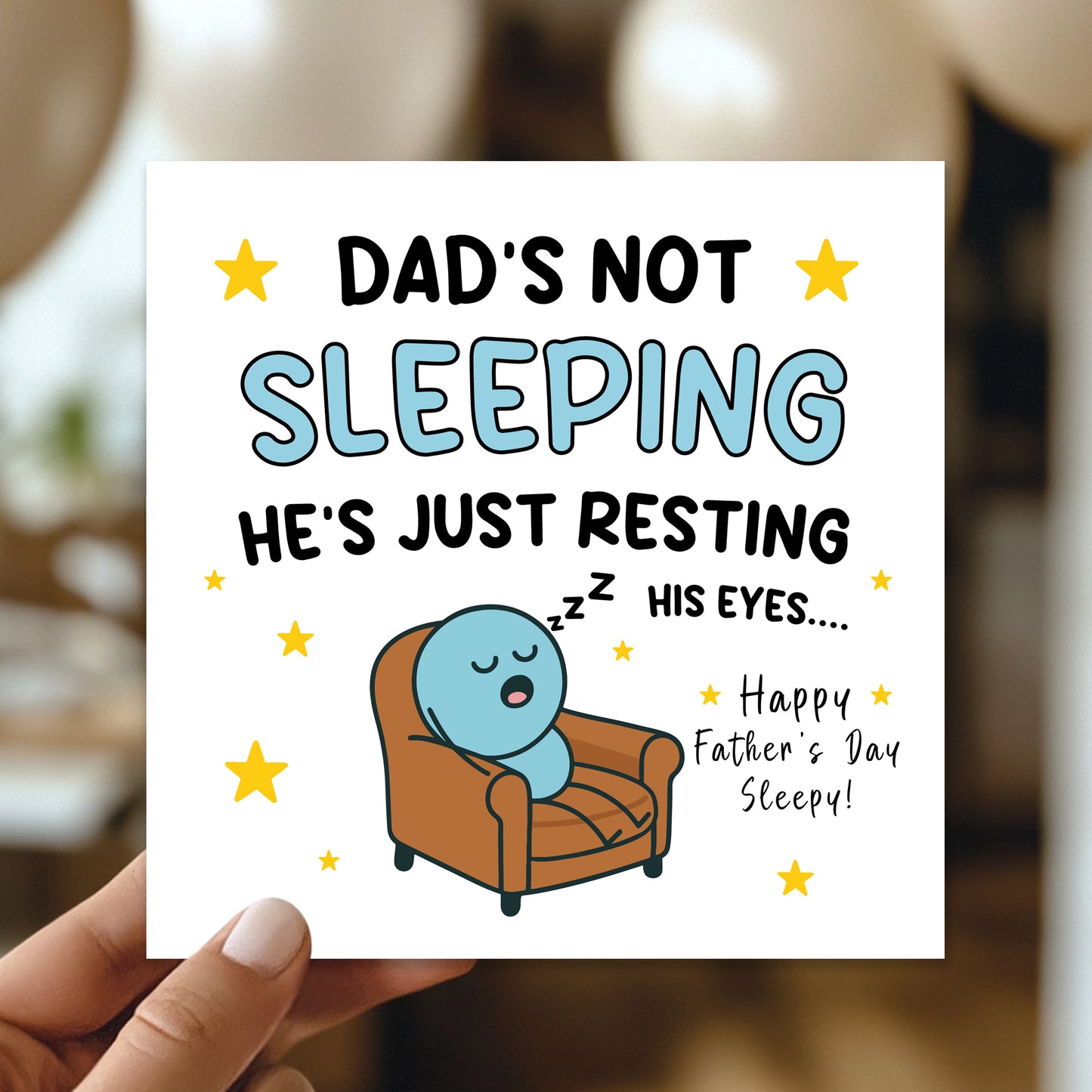 FUNNY Dad Card For Fathers Day Hes Just Resting His Eyes Humour