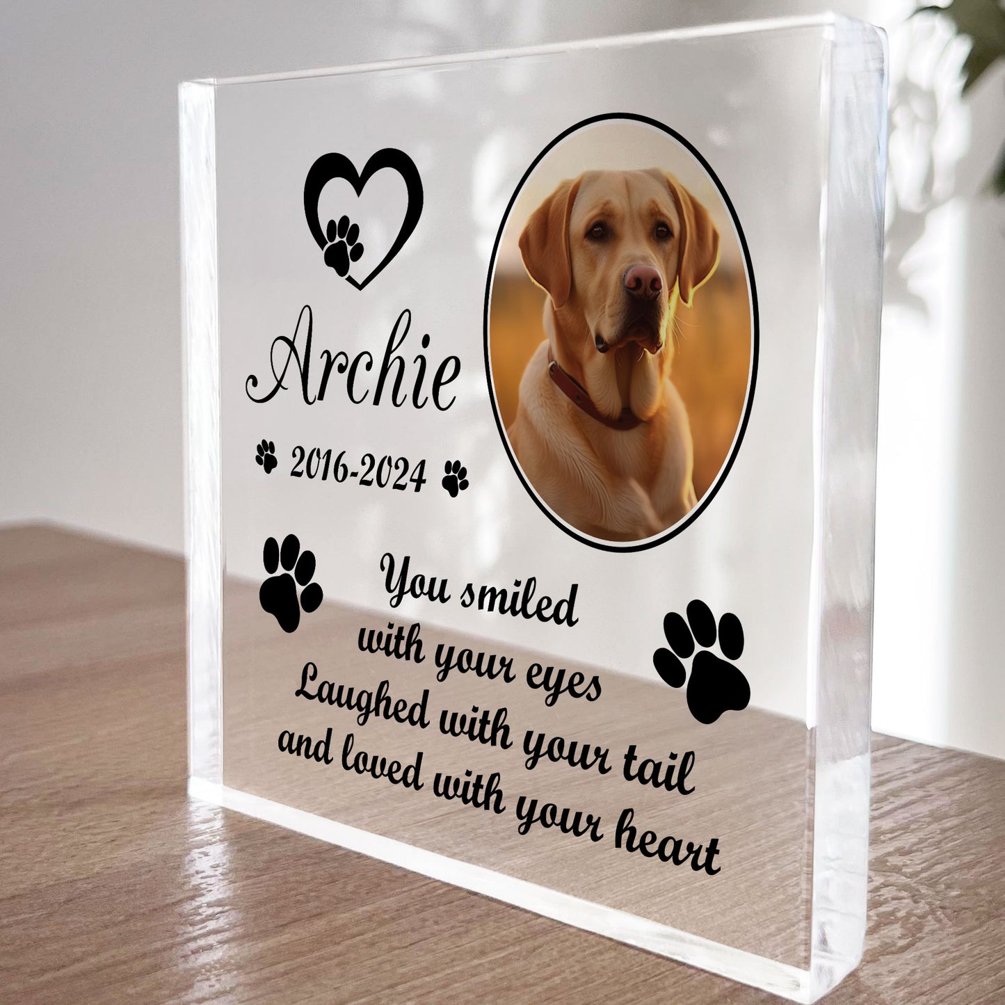 Freestanding Pet Memorial Plaque Photo Printed Personalised Dog