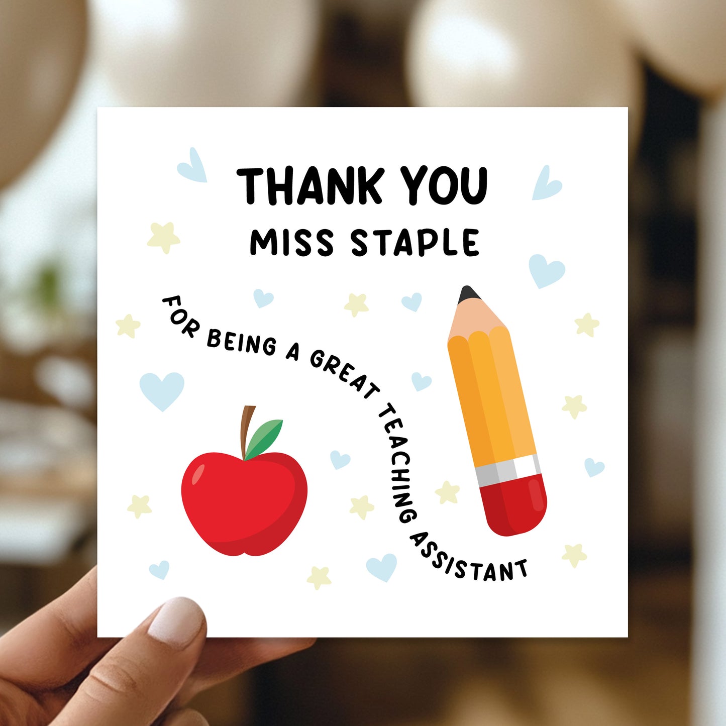 Personalised Teaching Assistant Card With Kraft Envelope Card