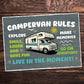 CAMPERVAN RULES SIGN Wall Door Plaque Novelty Campervan Sign