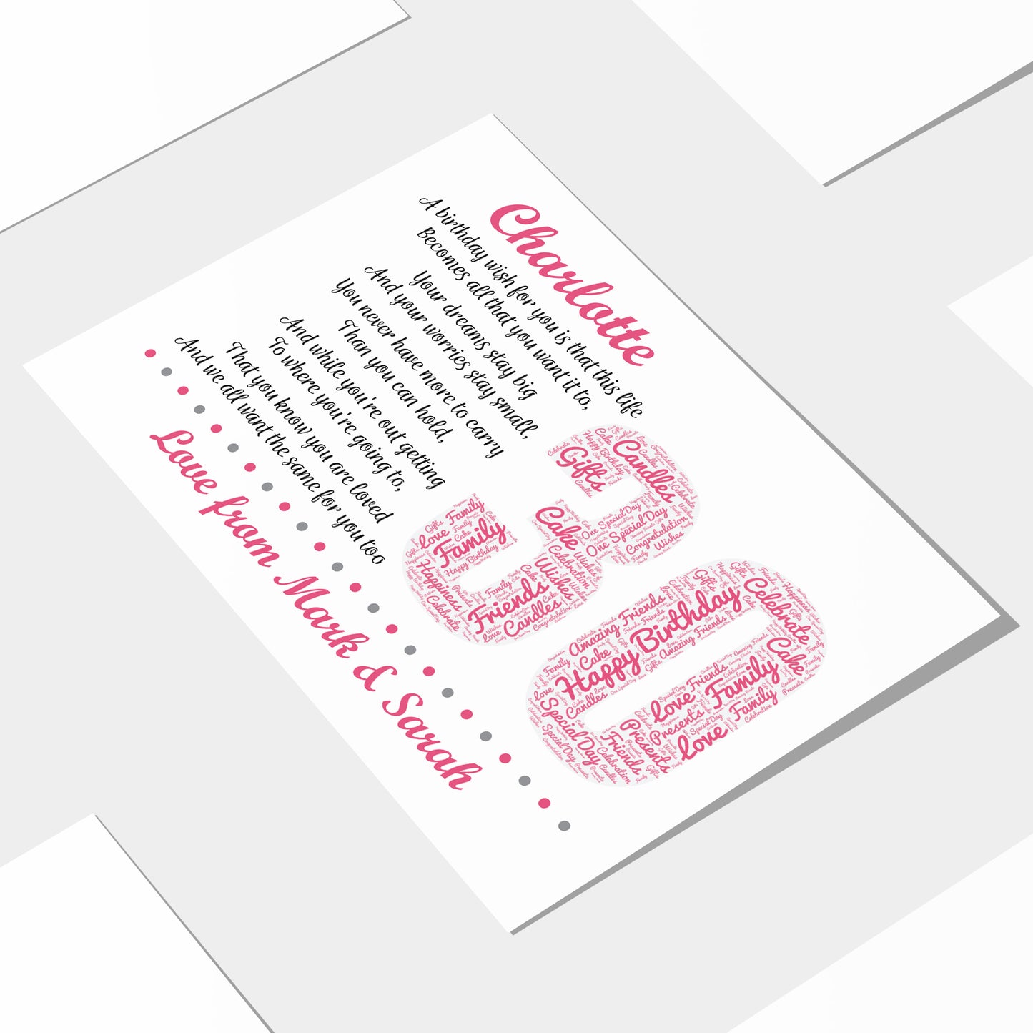 Personalised 30th Birthday Gifts for Her Women Wife Mum A3 Print