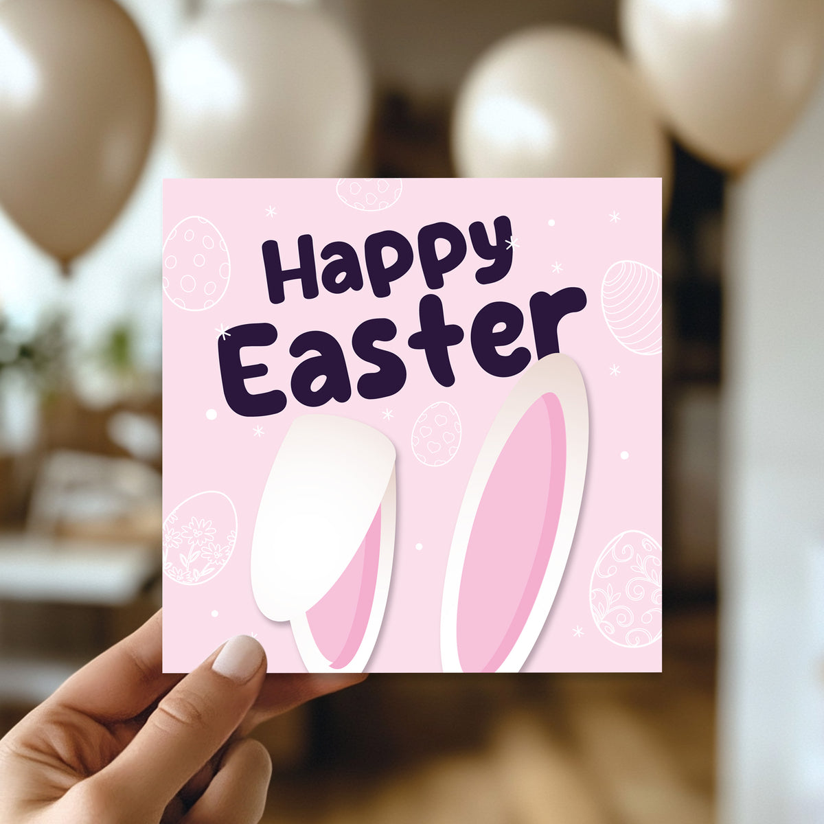 Happy Easter Card, Bunny Ears Easter Card, Card For Easter