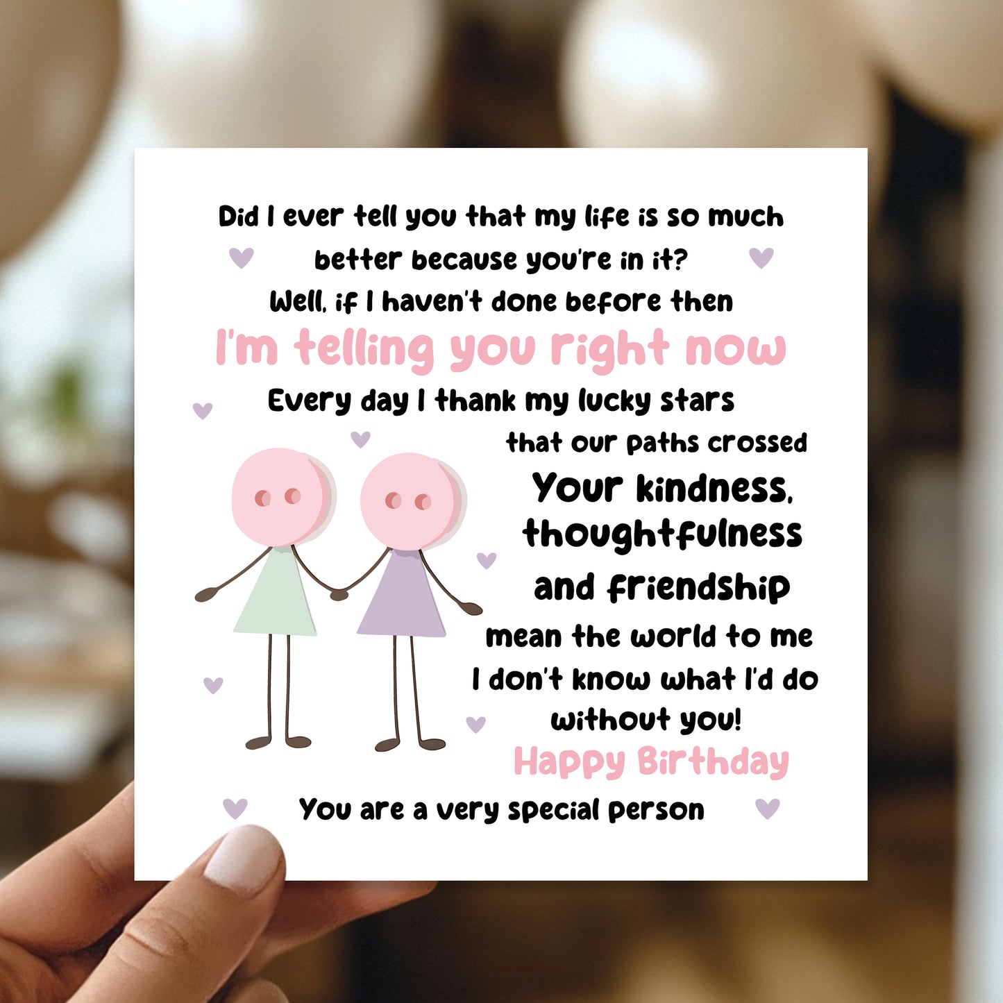 Novelty Card For Best Friend Birthday With Kraft Envelope