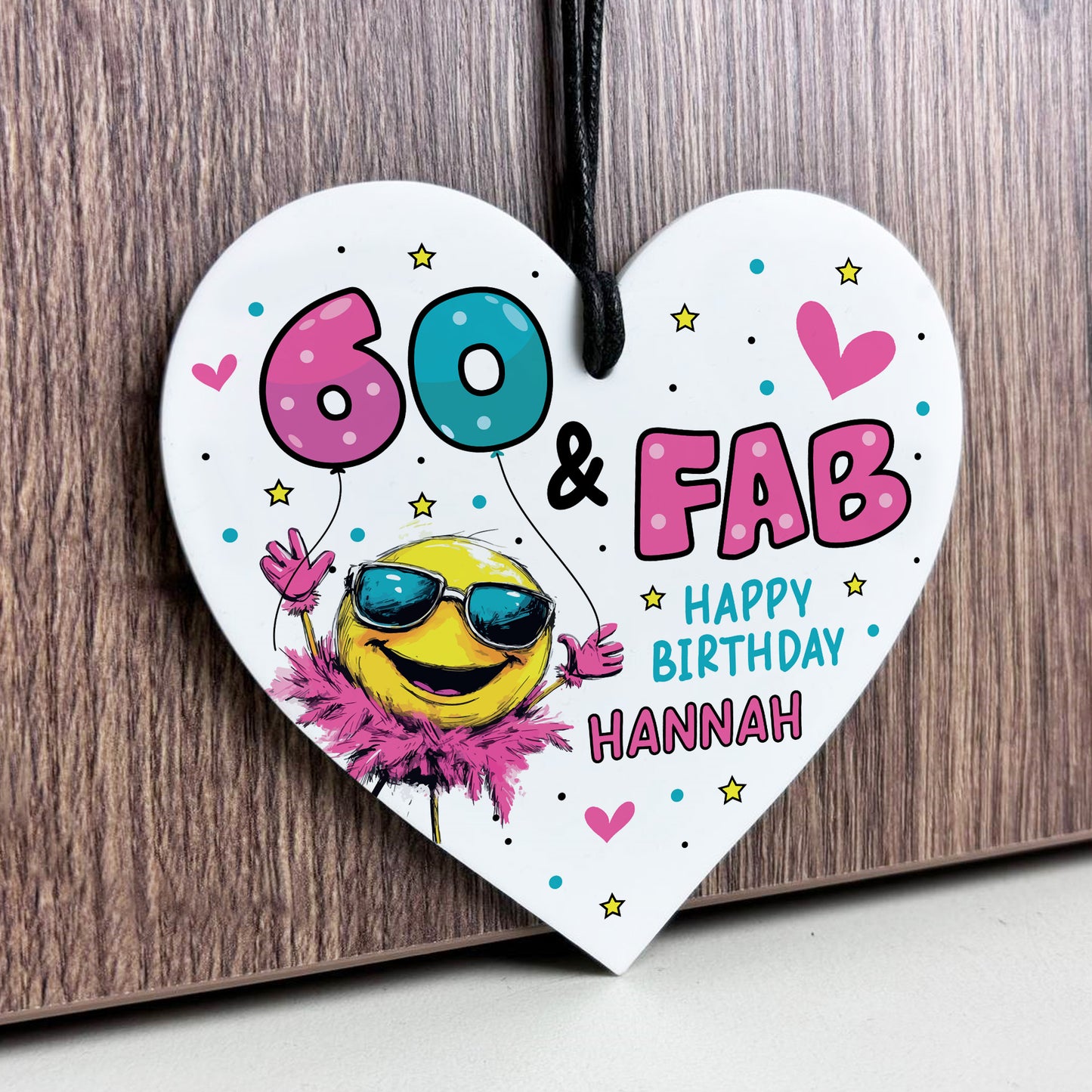 Personalised 60th Birthday Gift For Women Heart 60 And Fab