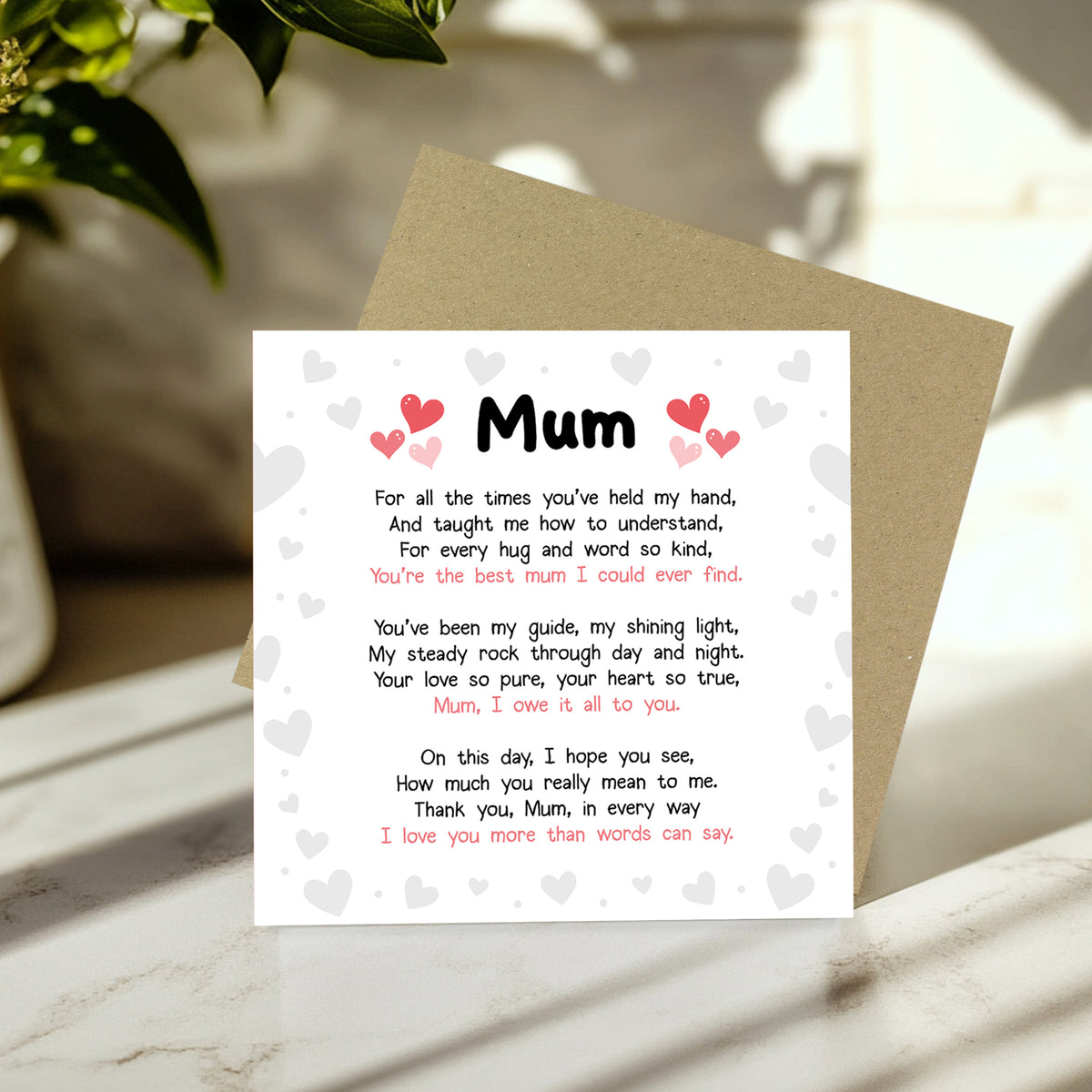 Happy Mother's Day Card For Mum Mothers Day Card Wooden Heart
