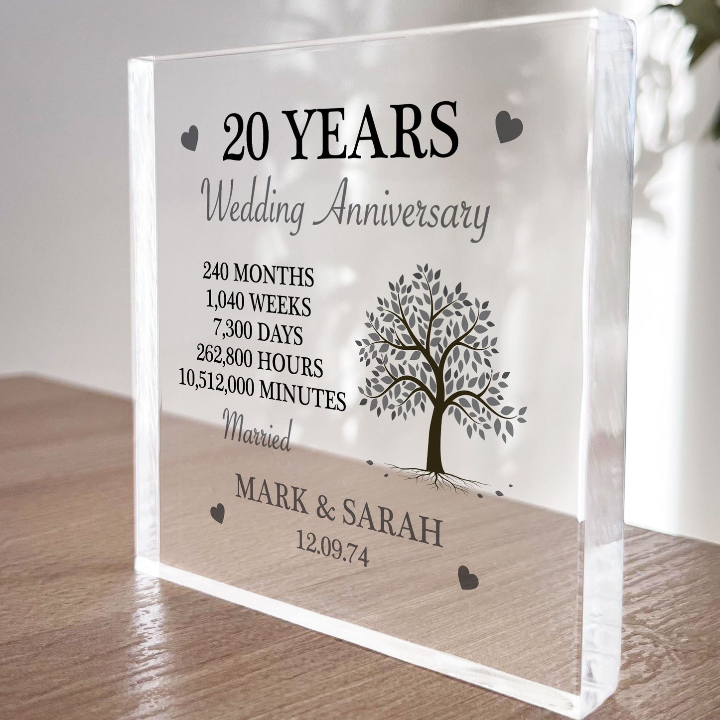 Personalised 20th Anniversary Gift Husband Wife Anniversary Gift