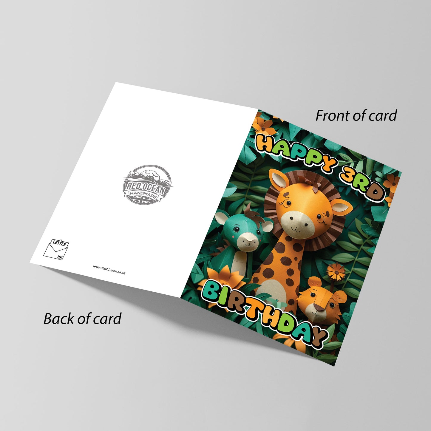 3rd Birthday Card for Boys Girl Jungle Animals Birthday Card