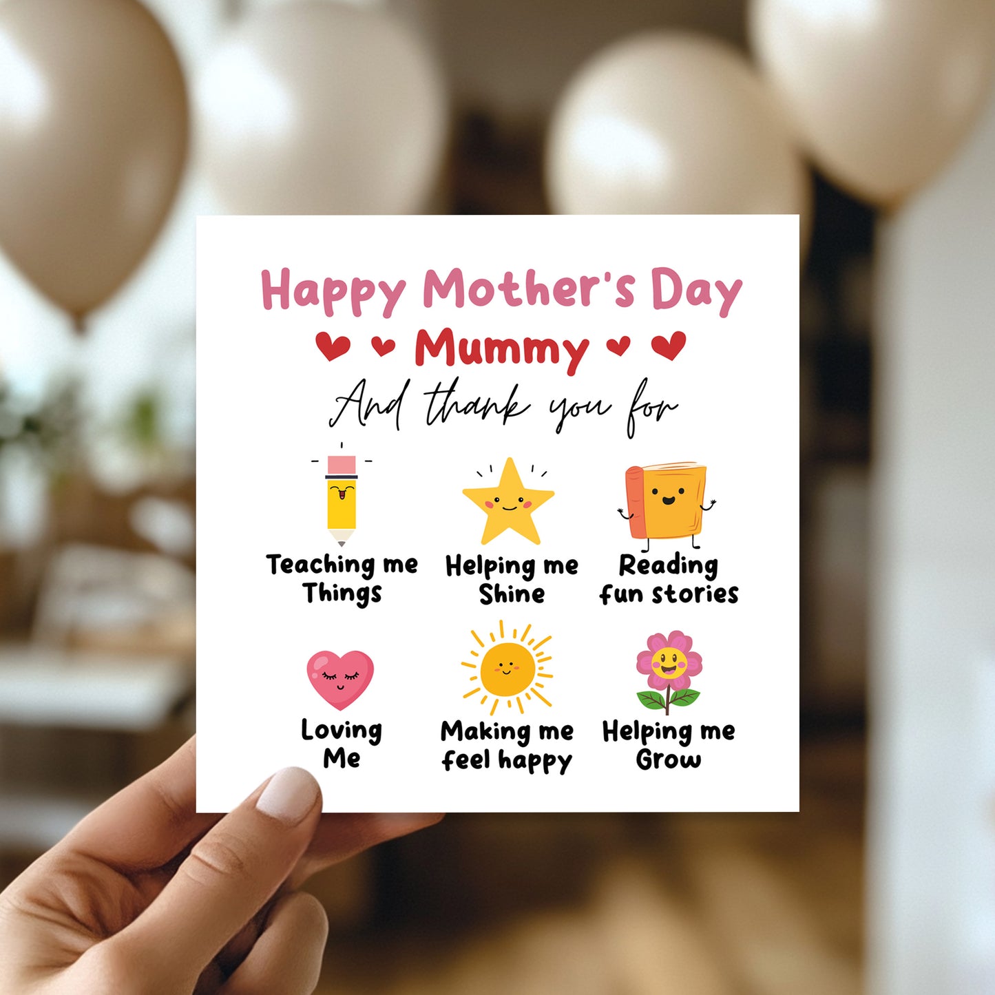 Happy Mothers Day Mummy Card, Thank You Card For Mum, Mummy Card
