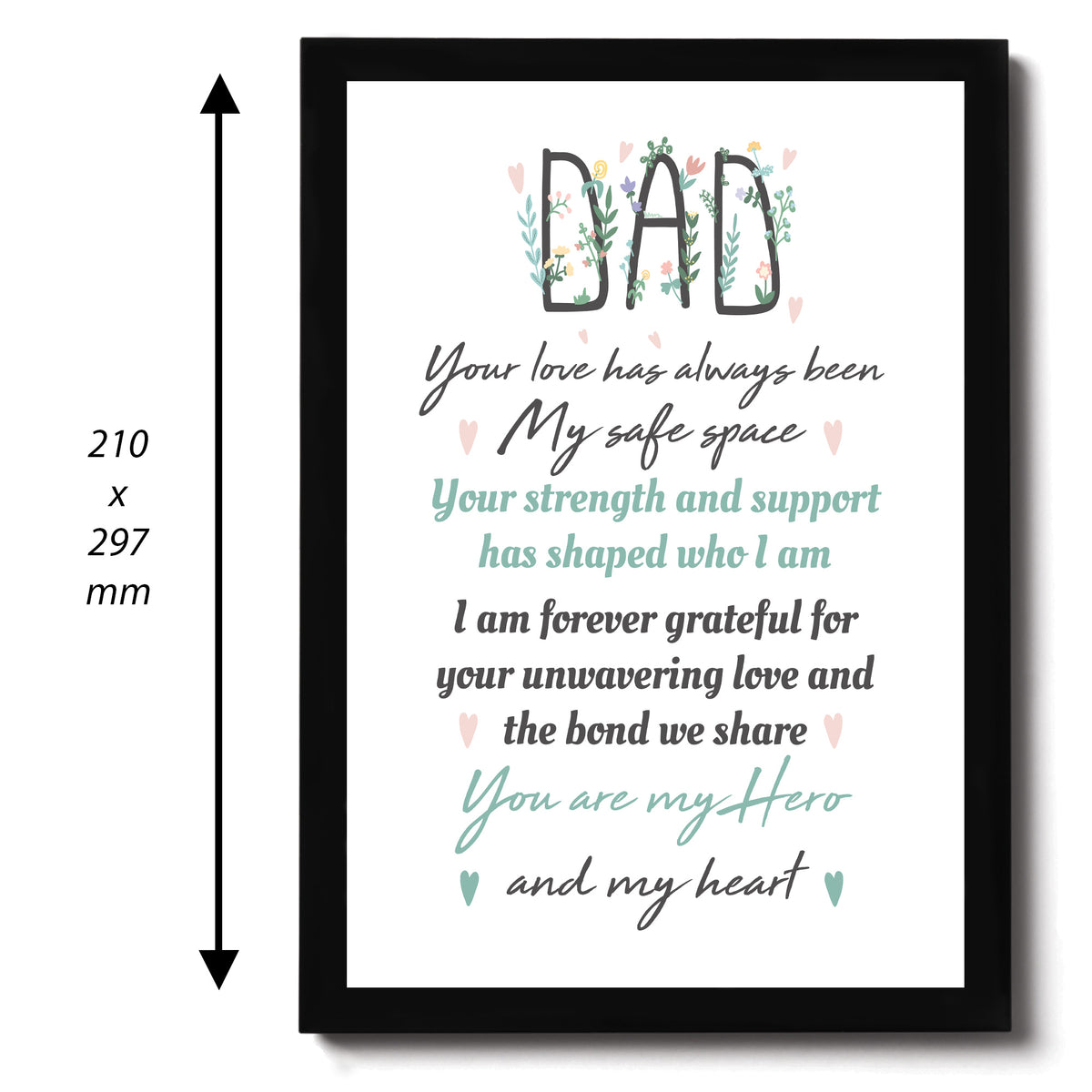 Novelty Gift For Dad FRAMED PRINT Thank You Gift For Dad Hero