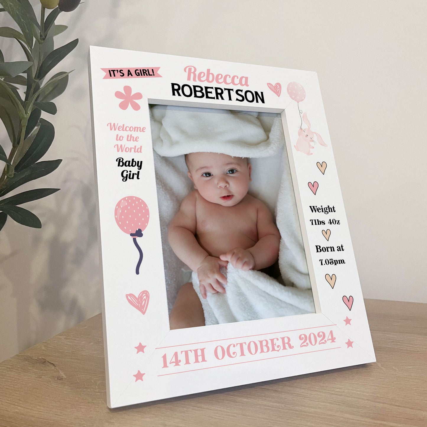 Nursery Picture Frame For Baby Girl Photo Frame Personalised